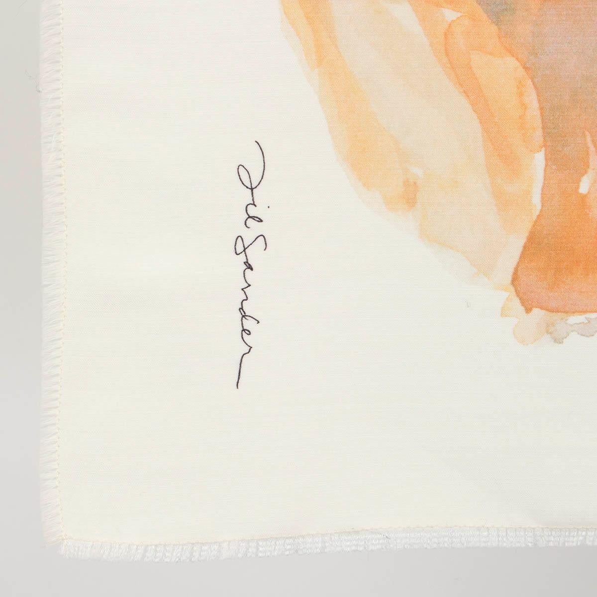 Beige JIL SANDER off-white silk wool 2022 YEAR OF TIGER Scarf For Sale