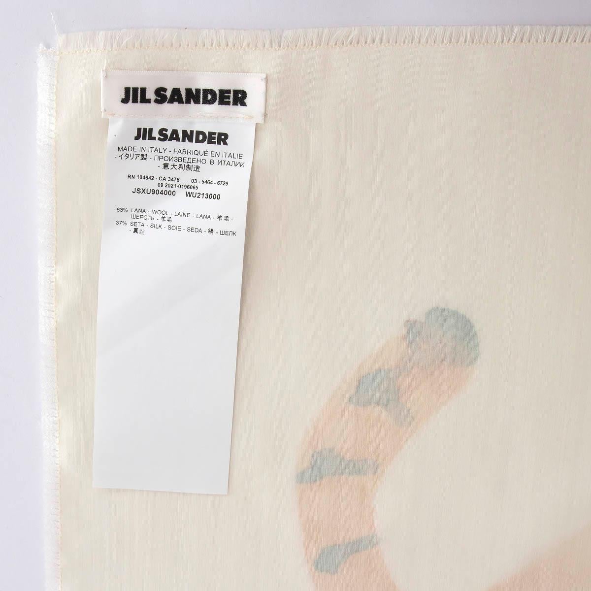 JIL SANDER off-white silk wool 2022 YEAR OF TIGER Scarf In Excellent Condition For Sale In Zürich, CH