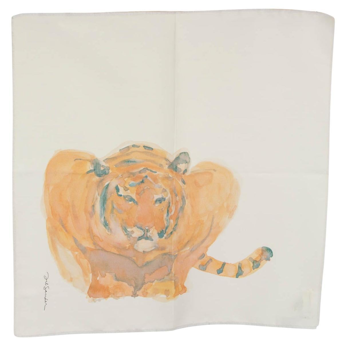 JIL SANDER off-white silk wool 2022 YEAR OF TIGER Scarf For Sale