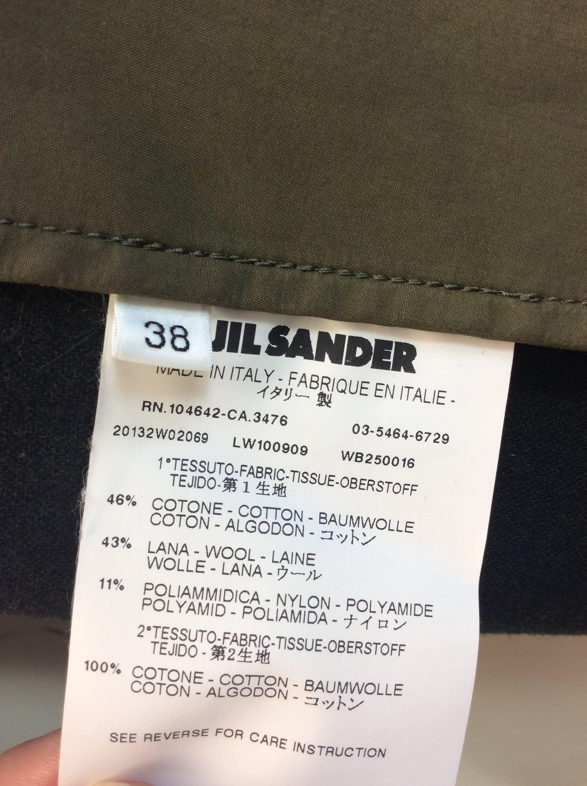 Jil Sander Olive Coat For Sale 2