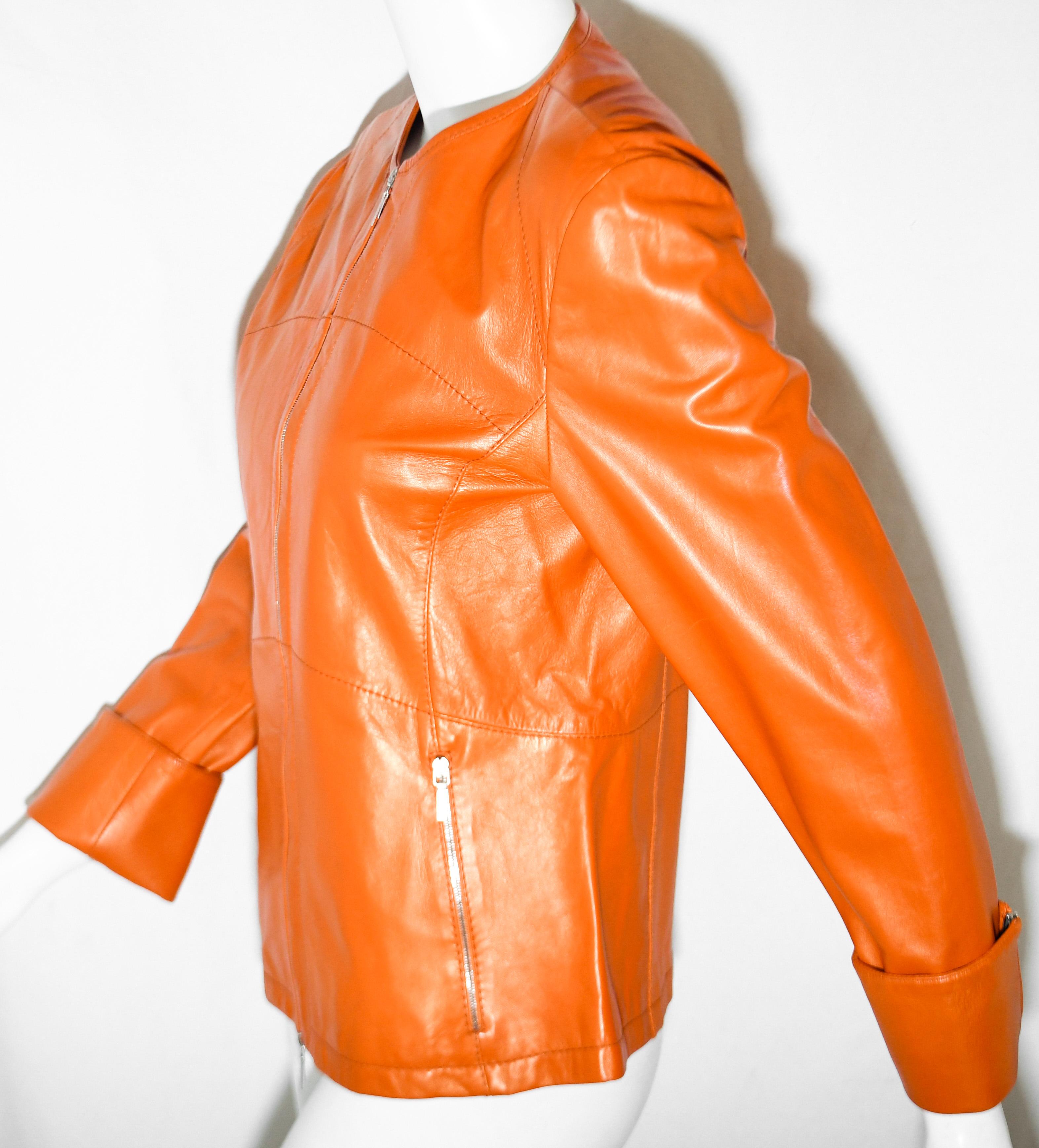 orange leather shirt