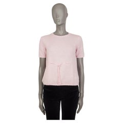 JIL SANDER pastel pink cashmere DRAWSTRING SHORT SLEEVE Sweater 38 M