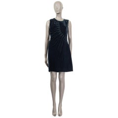 JIL SANDER petrol green velvet DRAPED Sleeveless Dress 38 M
