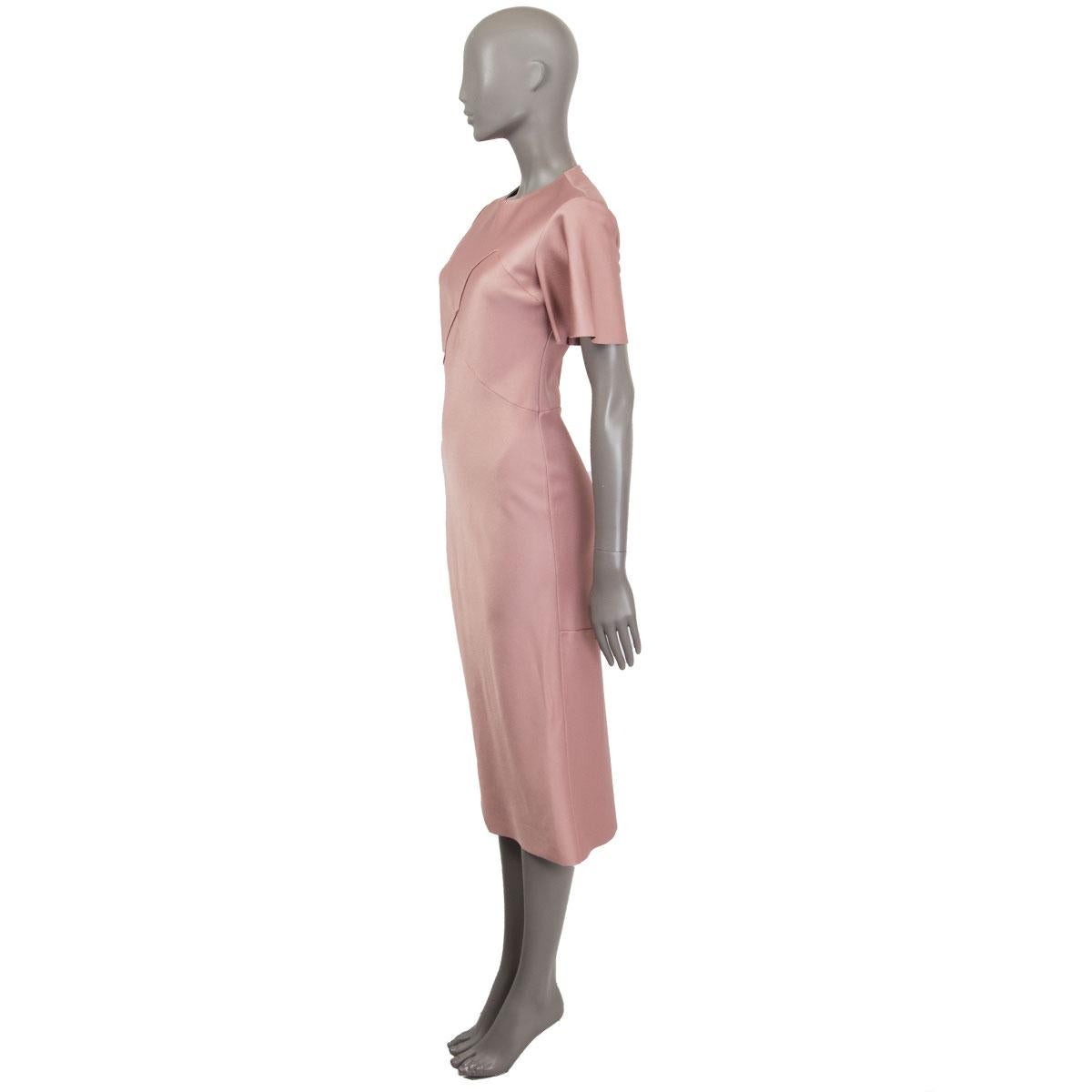 JIL SANDER rosa Acetat SATIN SHORT SLEEVE Kleid 34 XS (Braun) im Angebot