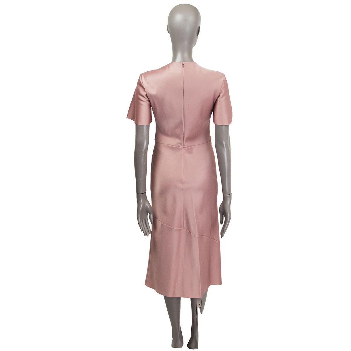 Brown JIL SANDER pink acetate SATIN SHORT SLEEVE Dress 34 XS For Sale