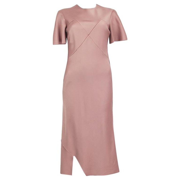 JIL SANDER pink acetate SATIN SHORT SLEEVE Dress 34 XS For Sale at 1stDibs