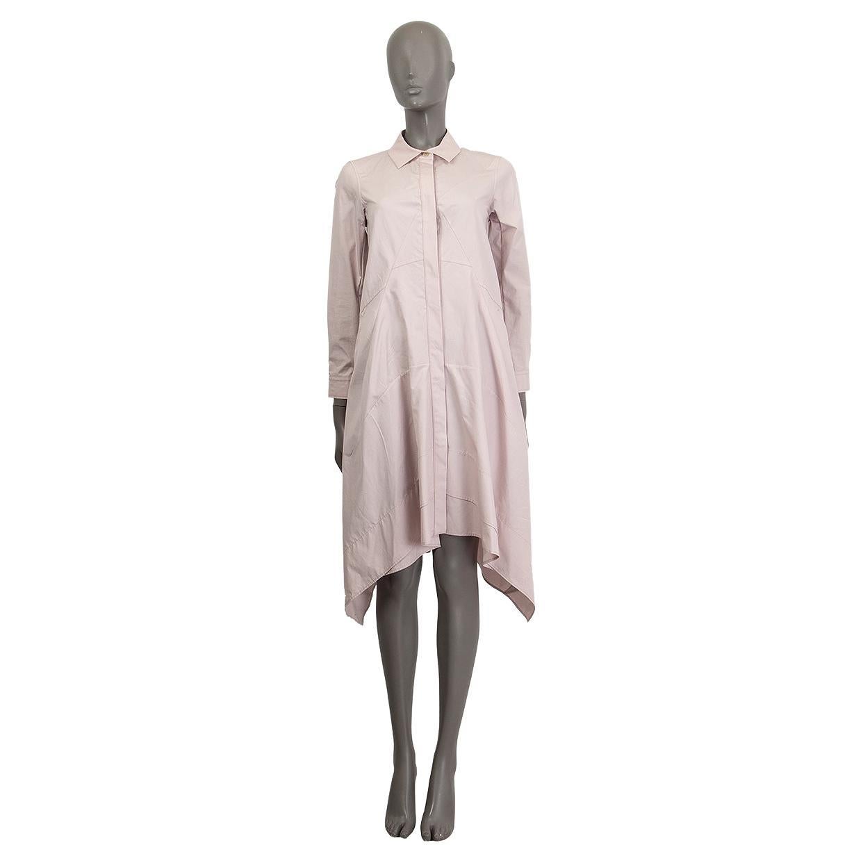 JIL SANDER pink cotton LONG SLEEVE SHIRT Dress 34 XS For Sale