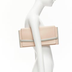JIL SANDER pink grey smooth leather loop through envelope long clutch bag