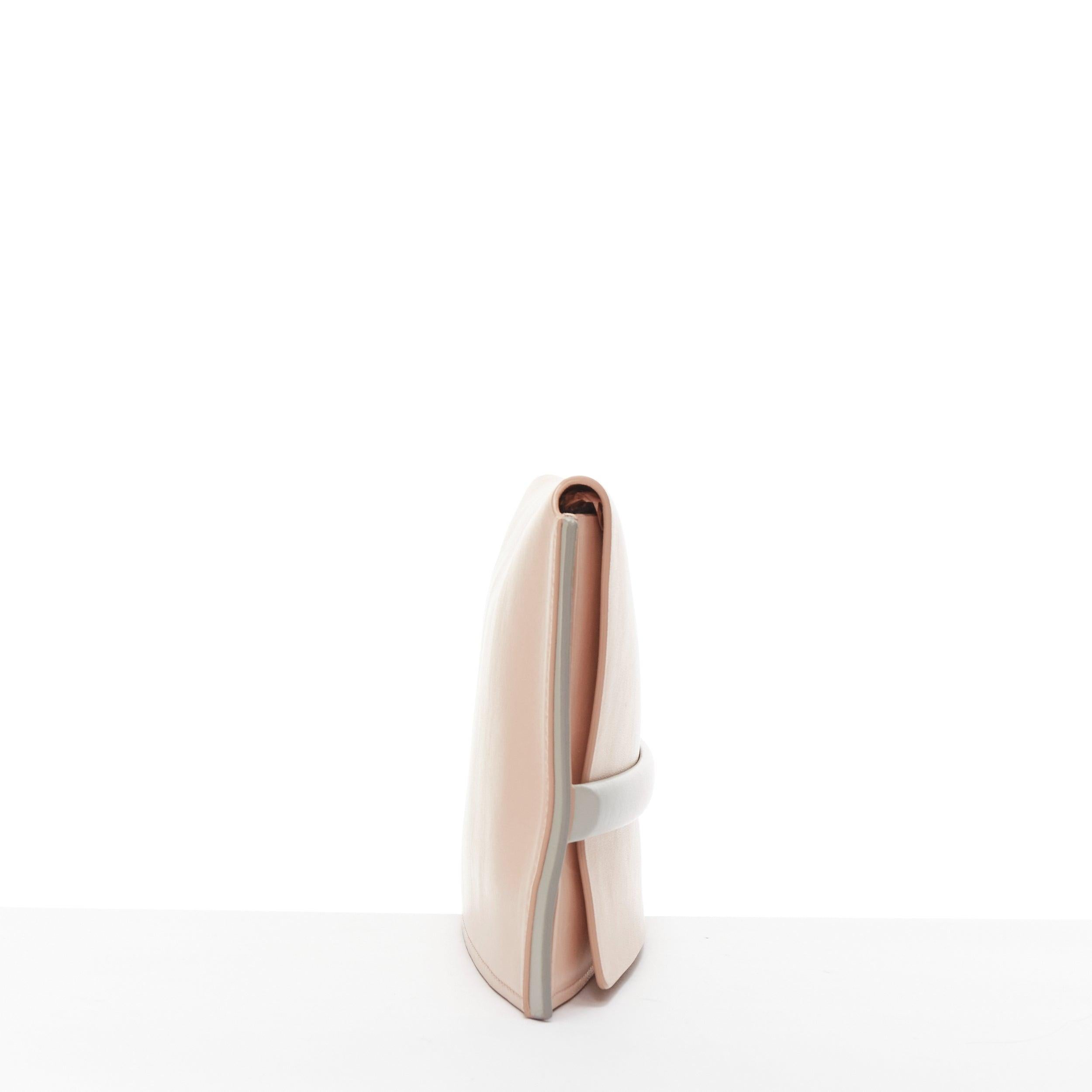 JIL SANDER - Pochette longue en cuir lisse avec boucle et enveloppe, rose et gris Bon état - En vente à Hong Kong, NT