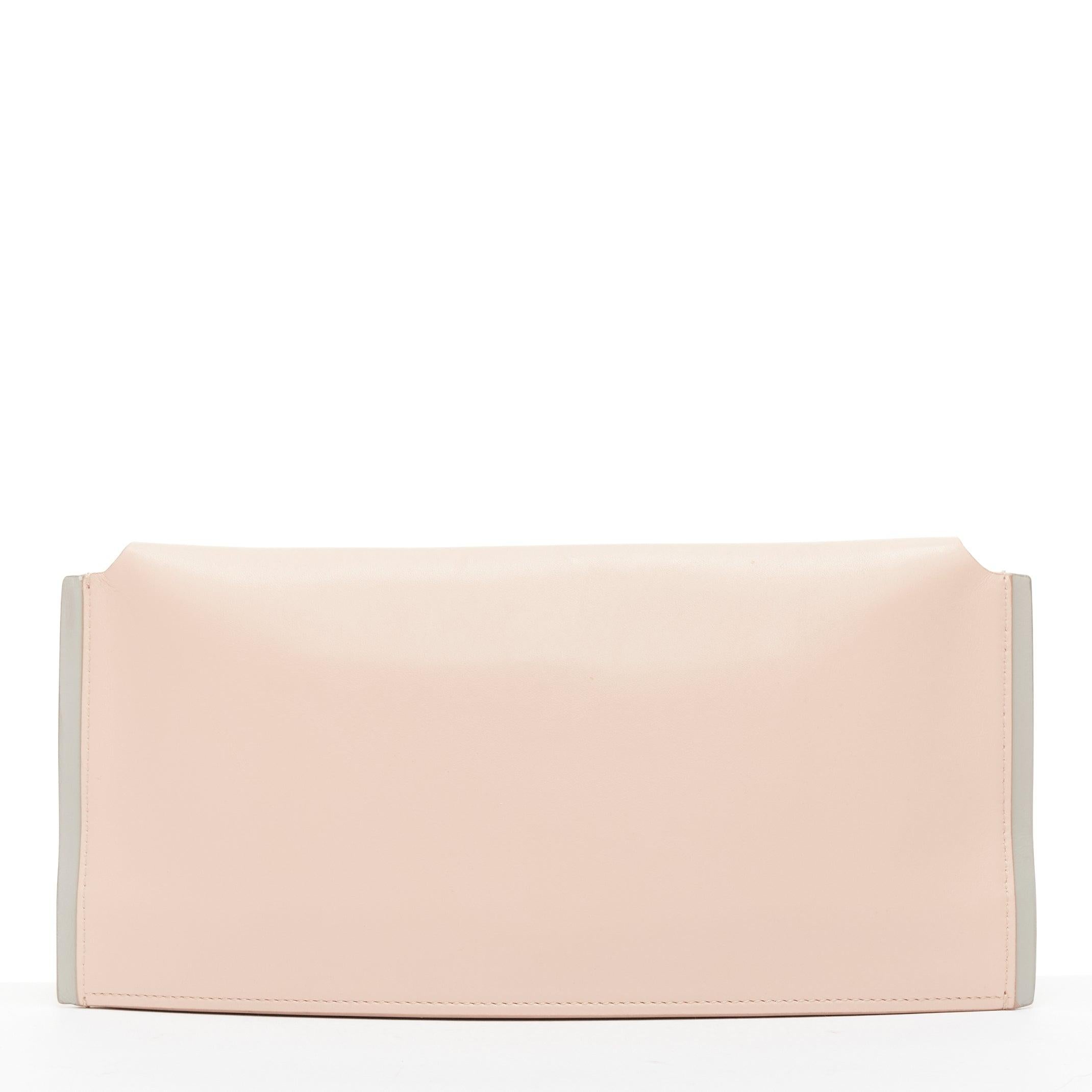 JIL SANDER pink grey smooth leather loop through envelope long clutch bag For Sale 1