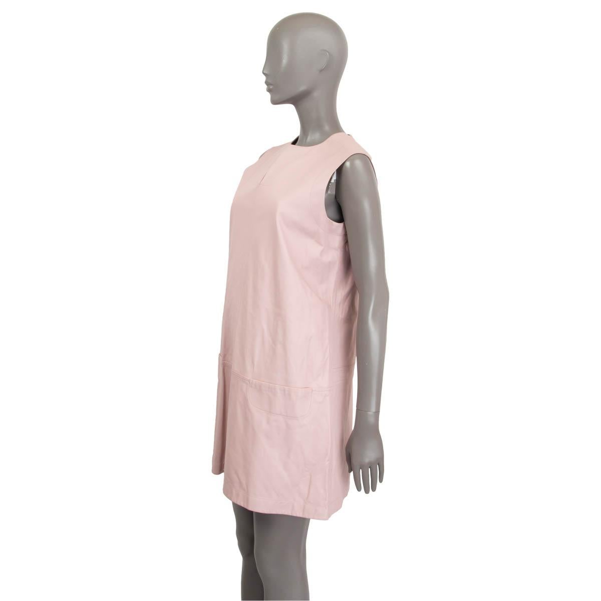 JIL SANDER pink LEATHER MINI Dress 40 L In Excellent Condition For Sale In Zürich, CH