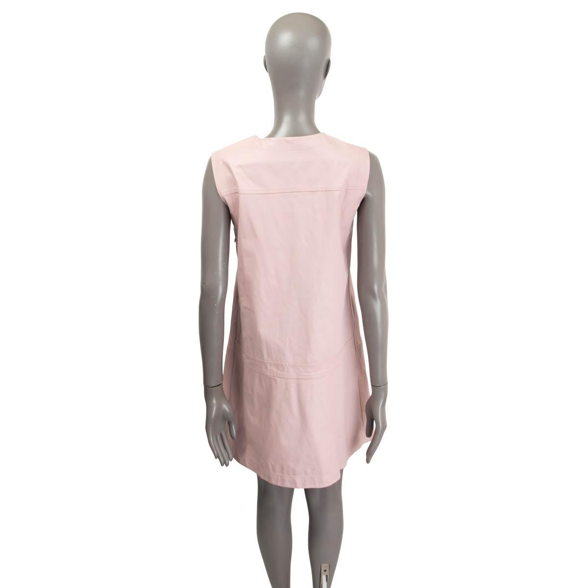 Women's JIL SANDER pink LEATHER MINI Dress 40 L For Sale