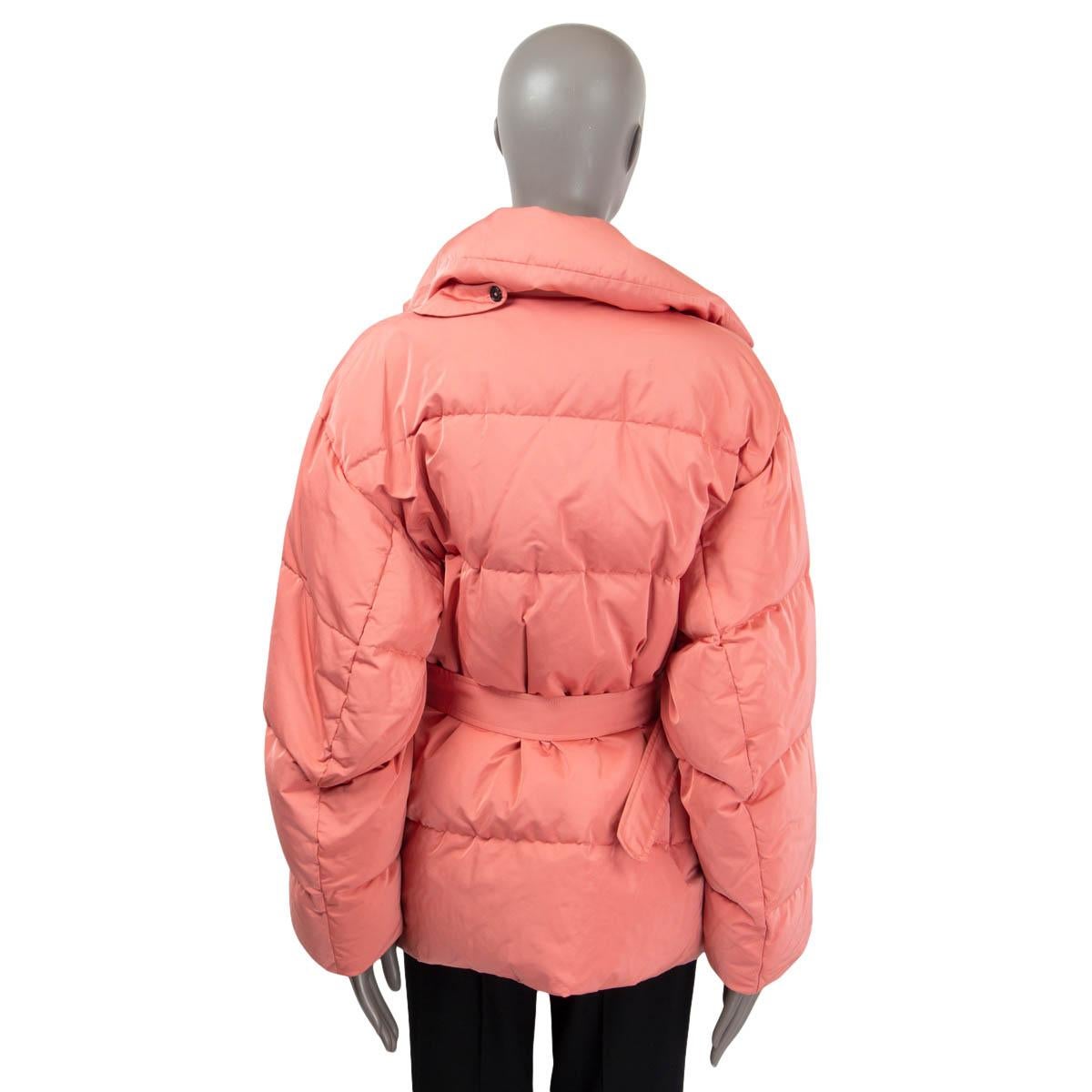 JIL SANDER pink polyester DOUBLE BREASTED DOWN Jacket 32 XXS In Excellent Condition For Sale In Zürich, CH