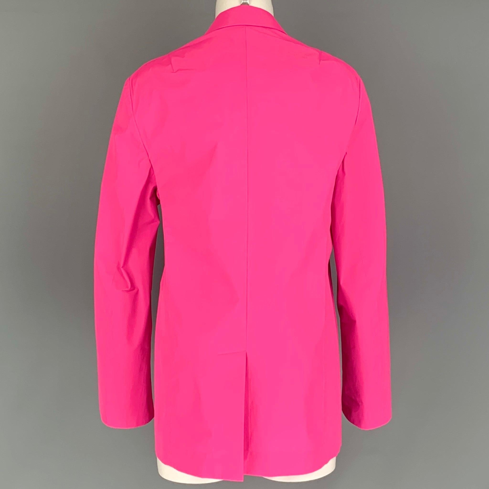 JIL SANDER Pink Polyester Solid Notch Lapel Size M Jacket In Good Condition For Sale In San Francisco, CA