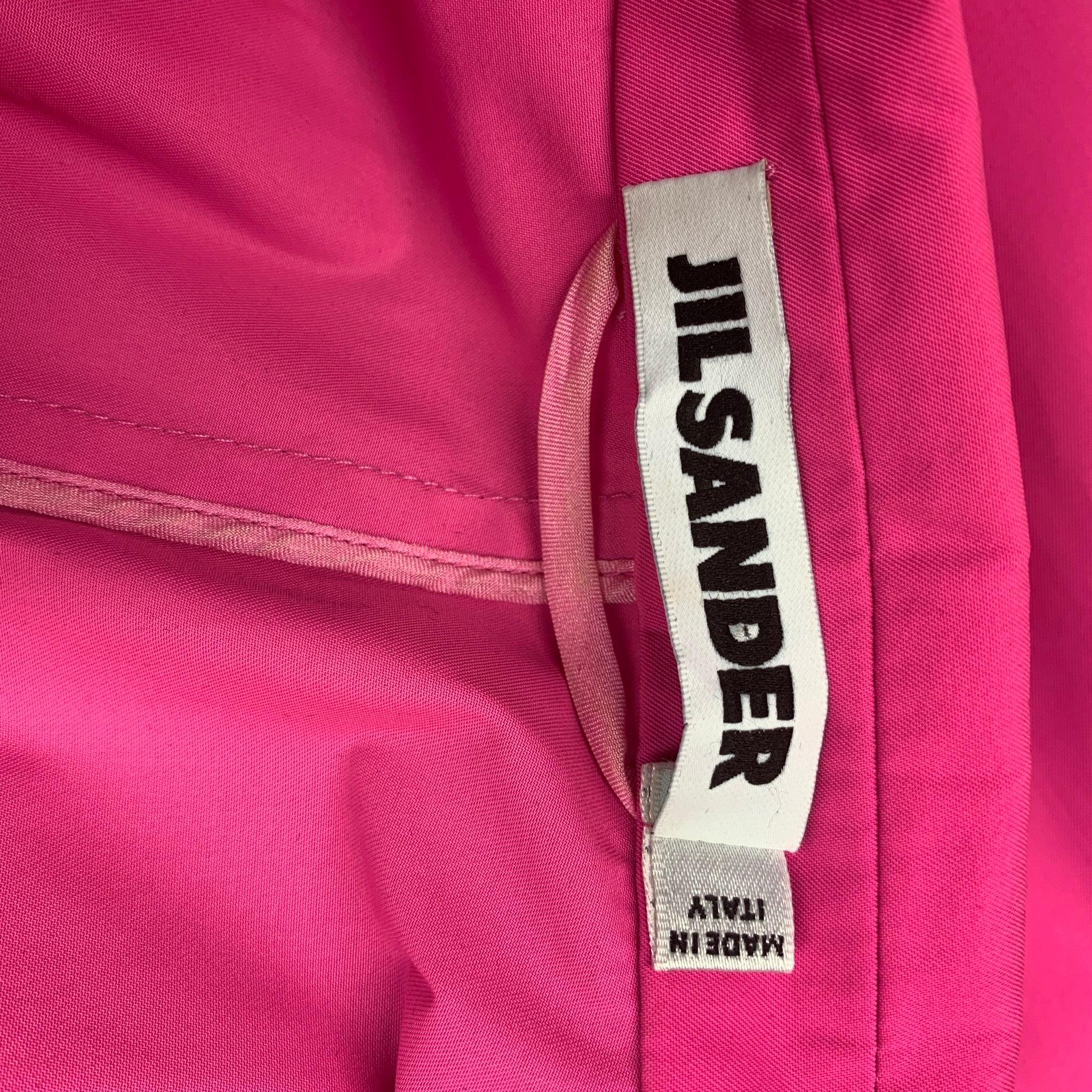 JIL SANDER Pink Polyester Solid Notch Lapel Size M Jacket For Sale 1
