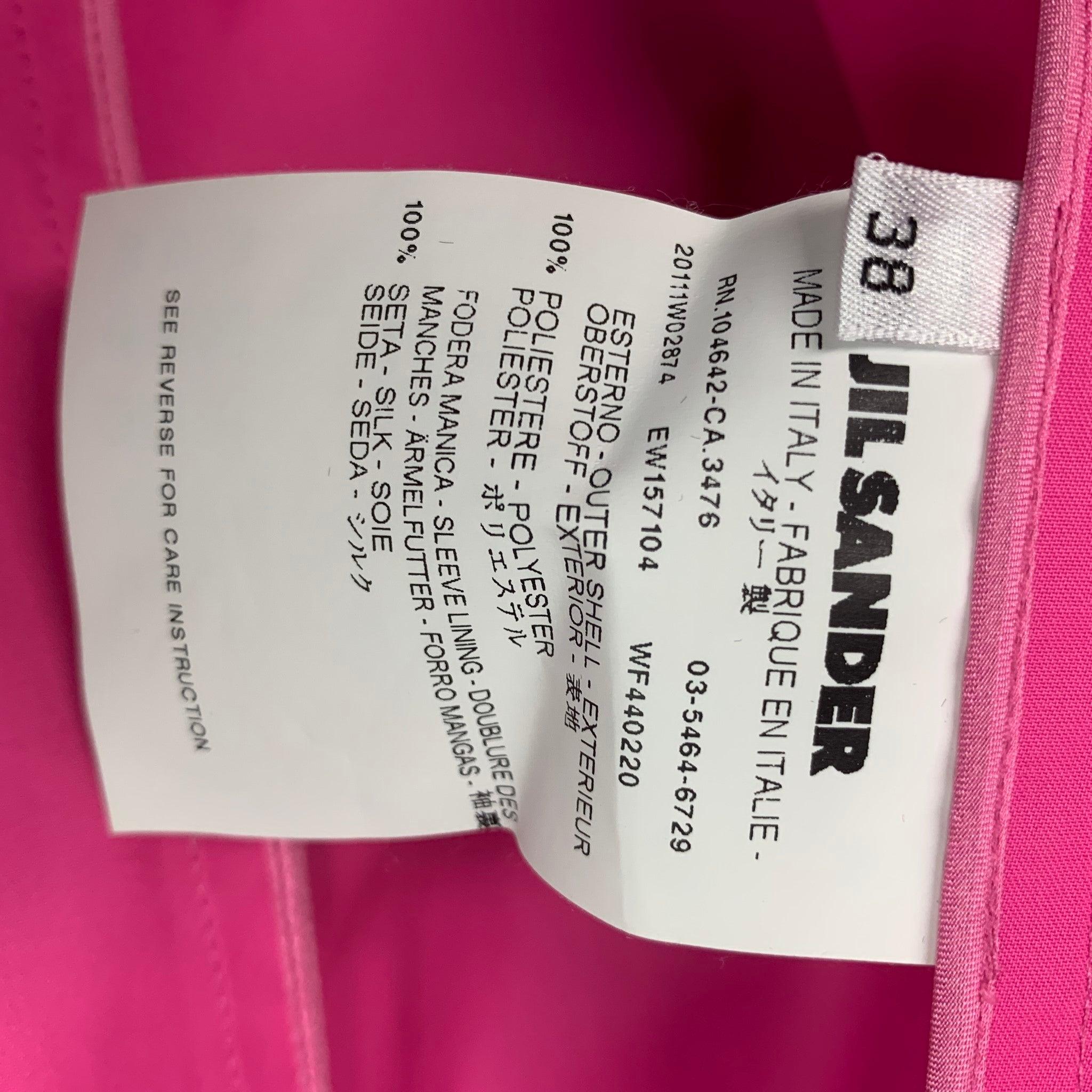 JIL SANDER Pink Polyester Solid Notch Lapel Size M Jacket For Sale 2