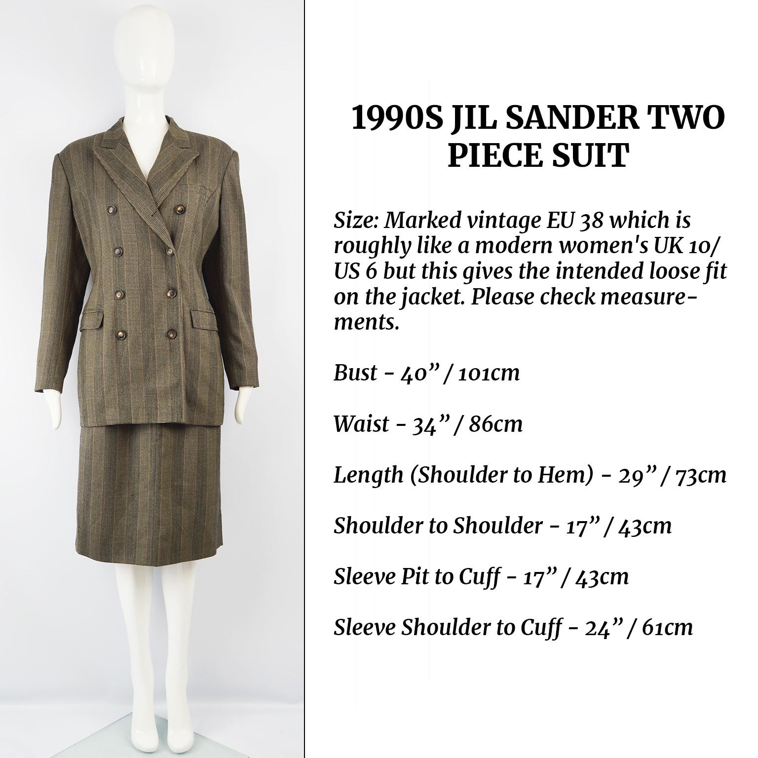 Jil Sander Pure Wool Double Breasted Tailored Women's Vintage Skirt Suit , 1990s 4