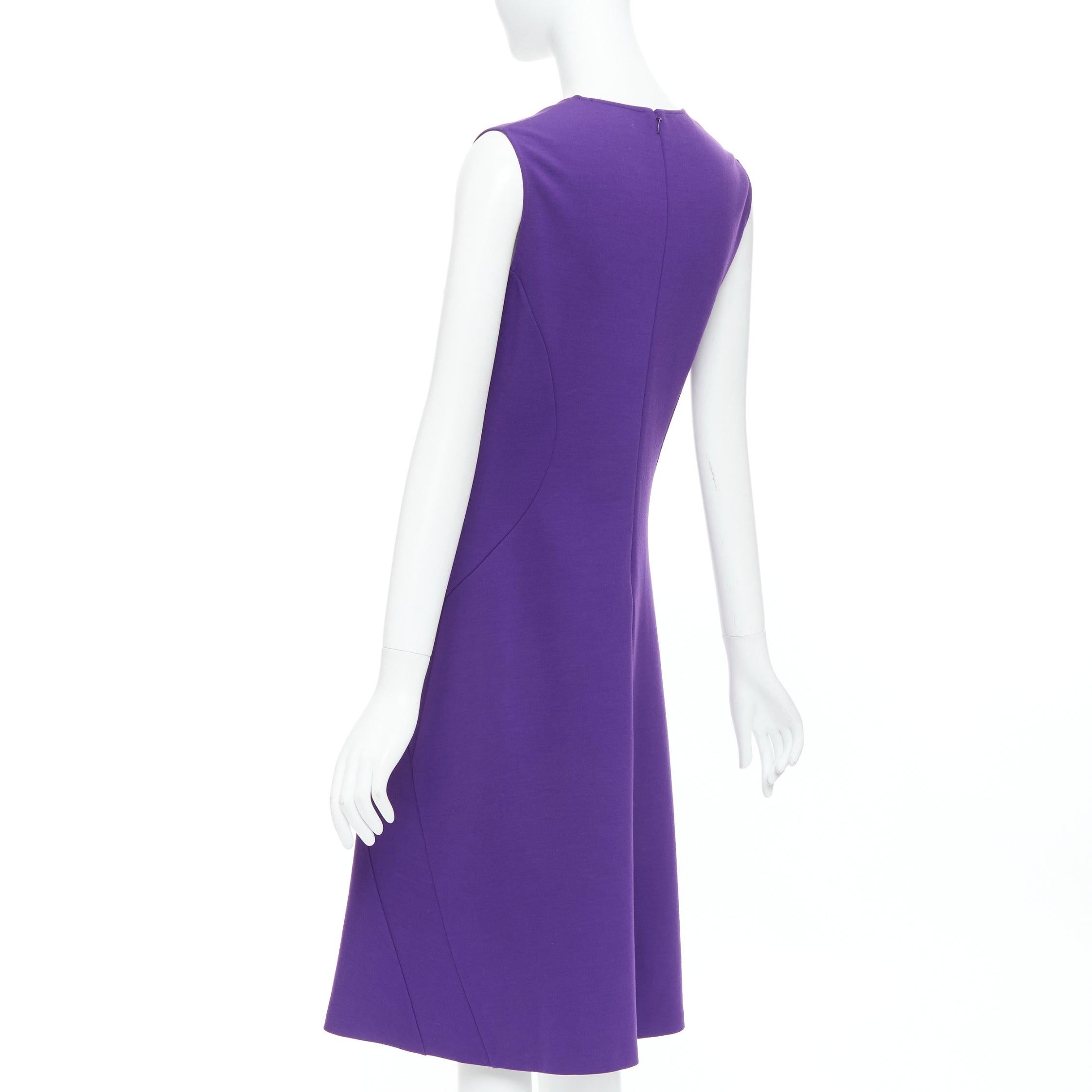 JIL SANDER purple wool blend contour panel fit flare dress FR40 L For Sale 1