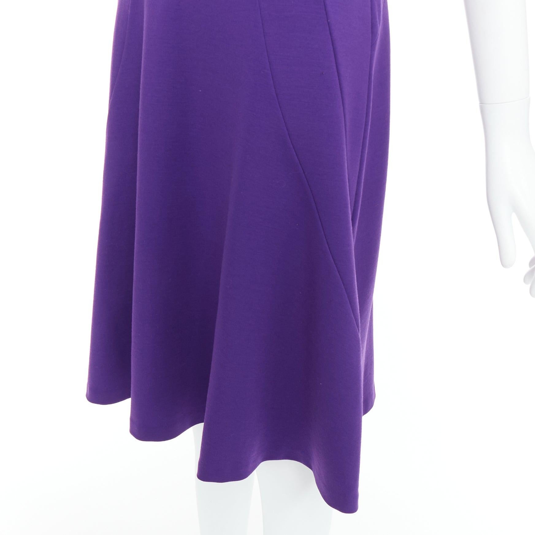 JIL SANDER purple wool blend contour panel fit flare dress FR40 L For Sale 2
