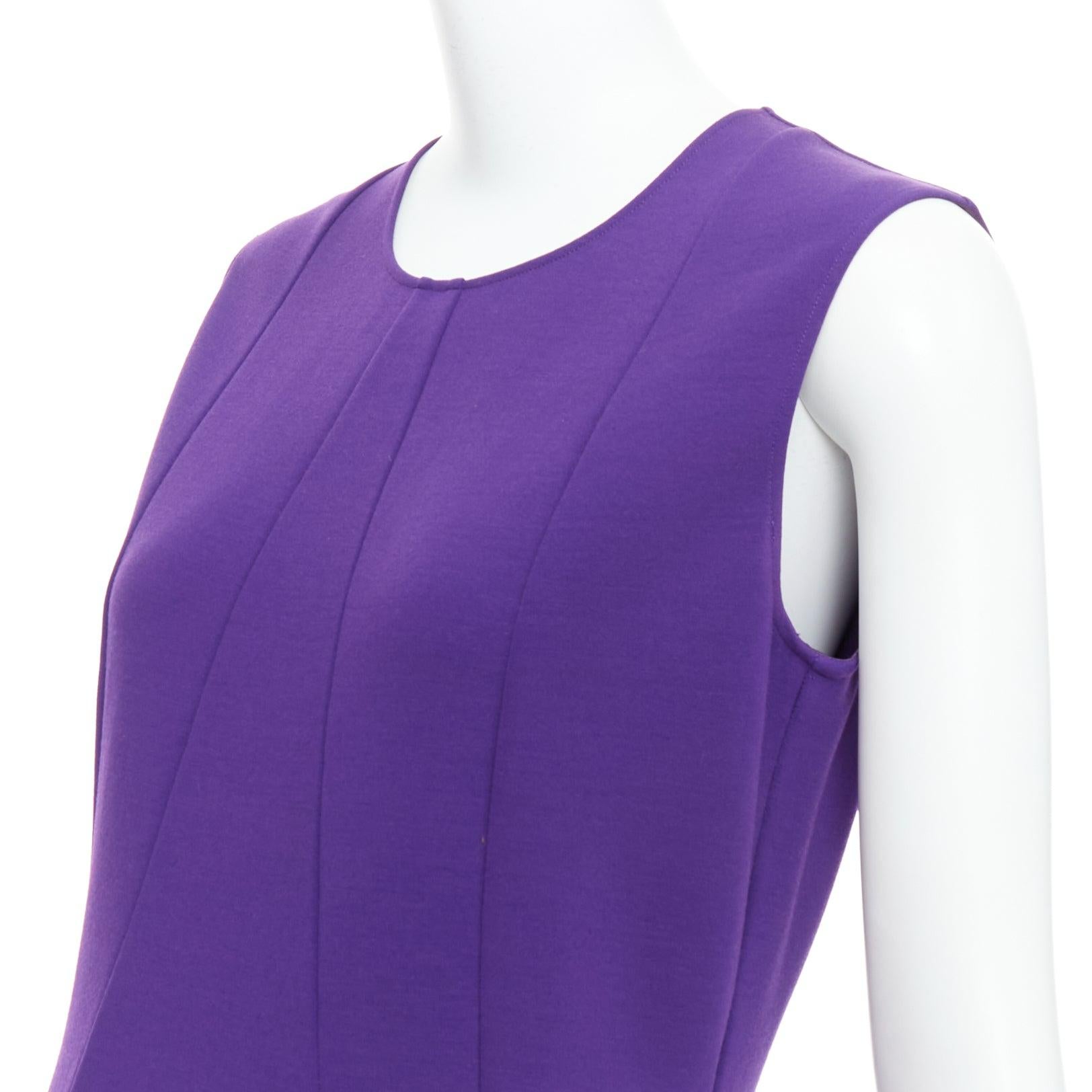 JIL SANDER Lila Wollmischung Kontur-Panel Passform Schlagkleid FR40 L im Angebot 2