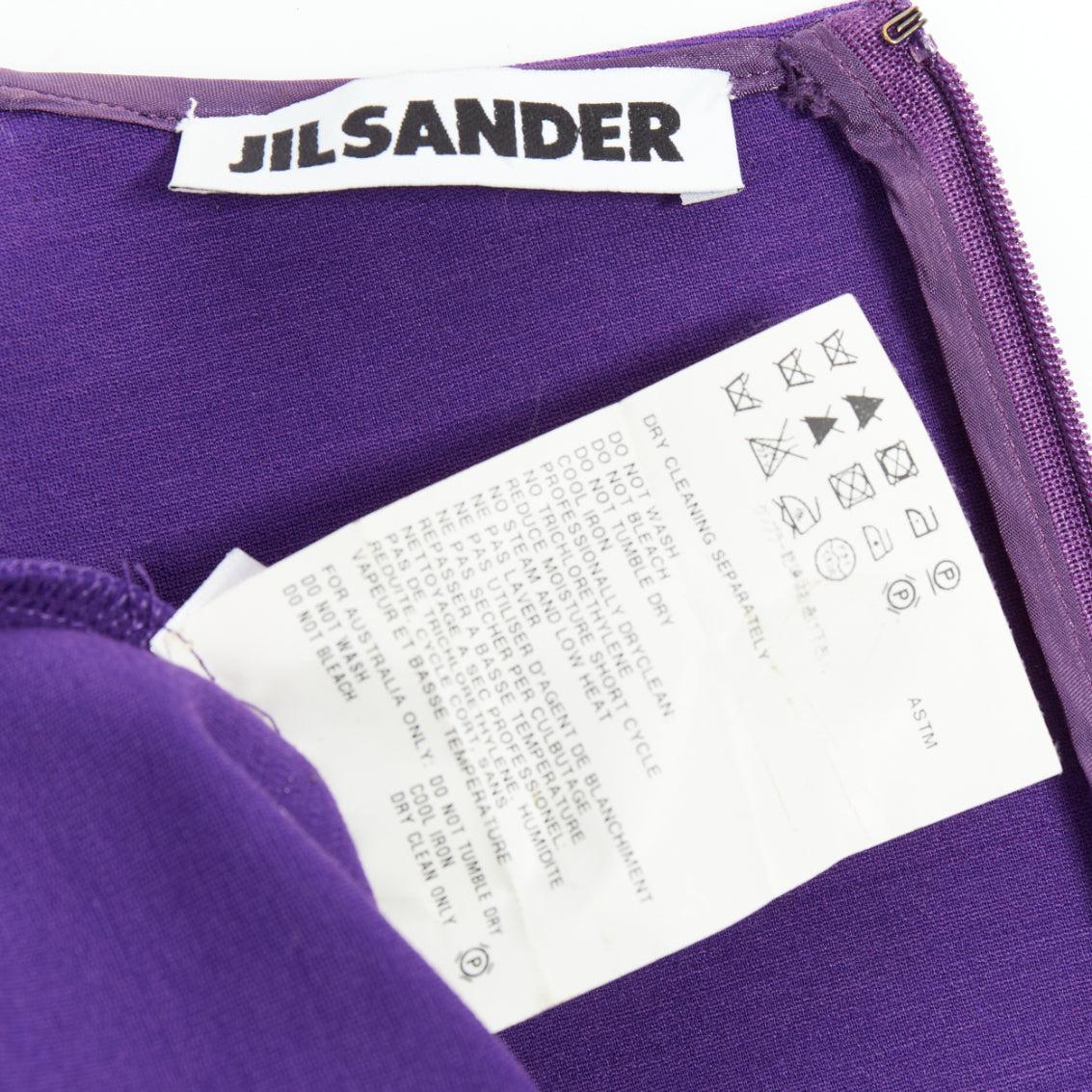 JIL SANDER purple wool blend contour panel fit flare dress FR40 L For Sale 3