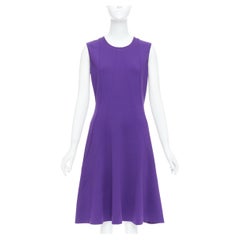 JIL SANDER purple wool blend contour panel fit flare dress FR40 L