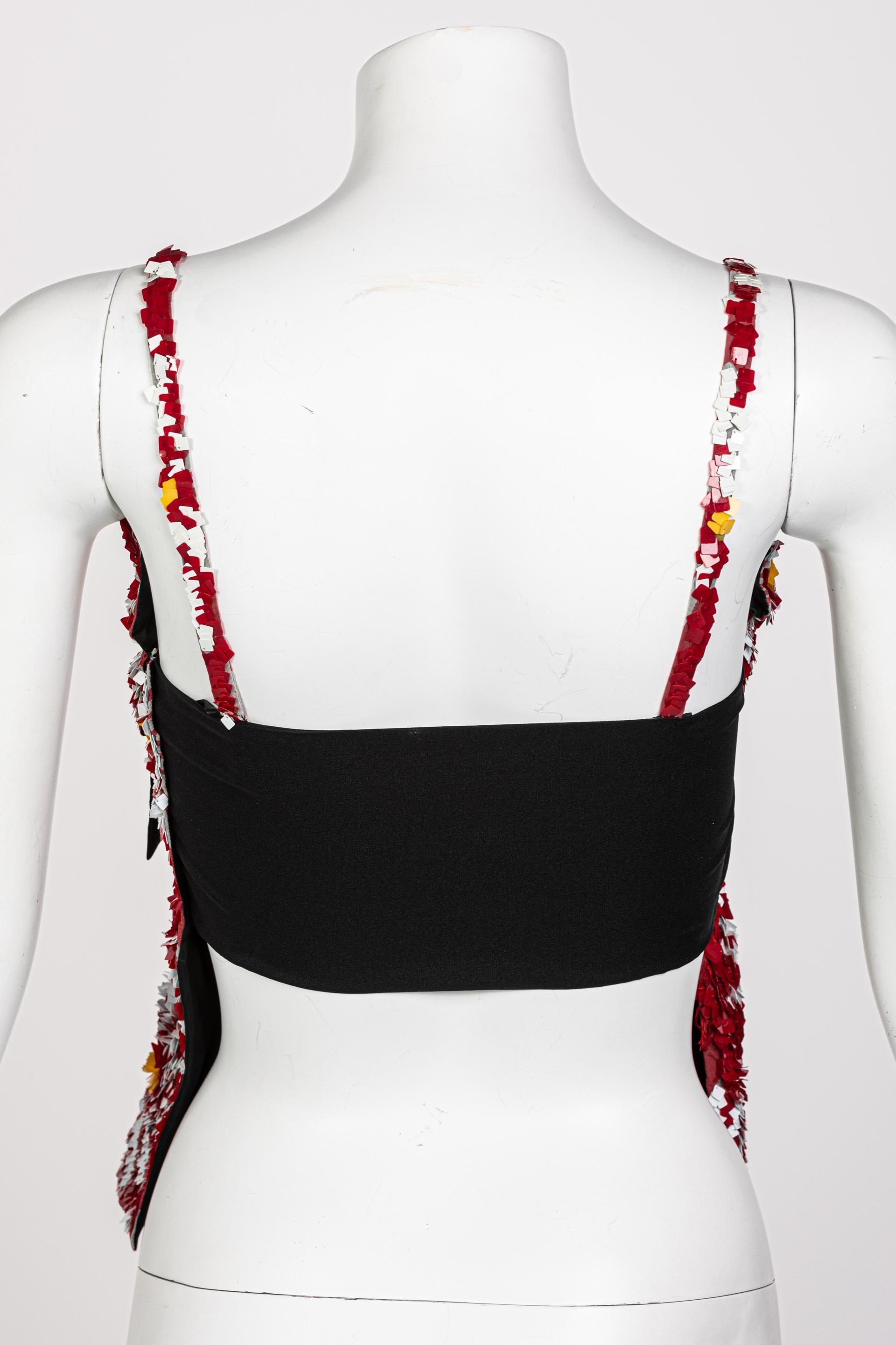 Women's Jil Sander Red Sequin Semi-Backless Top, 1990s