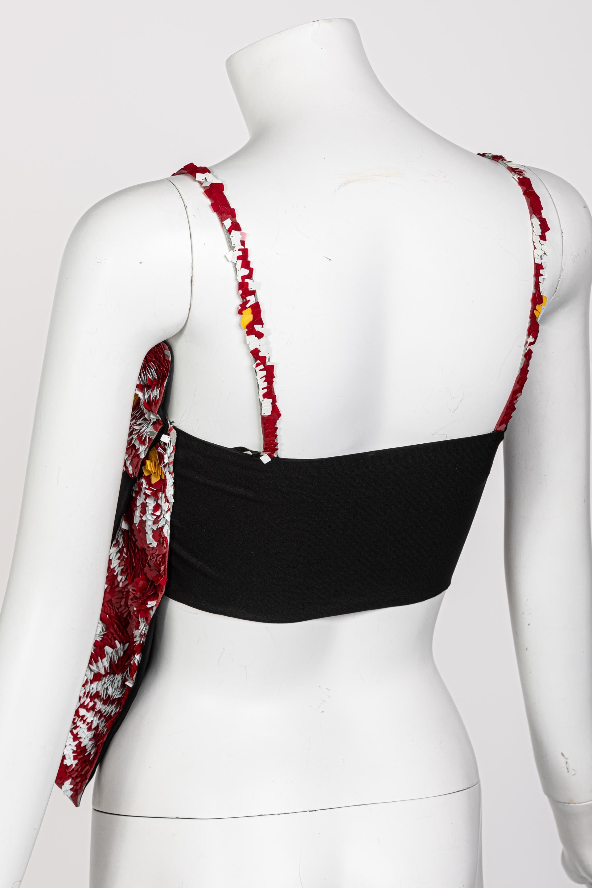 Jil Sander Red Sequin Semi-Backless Top, 1990s 1