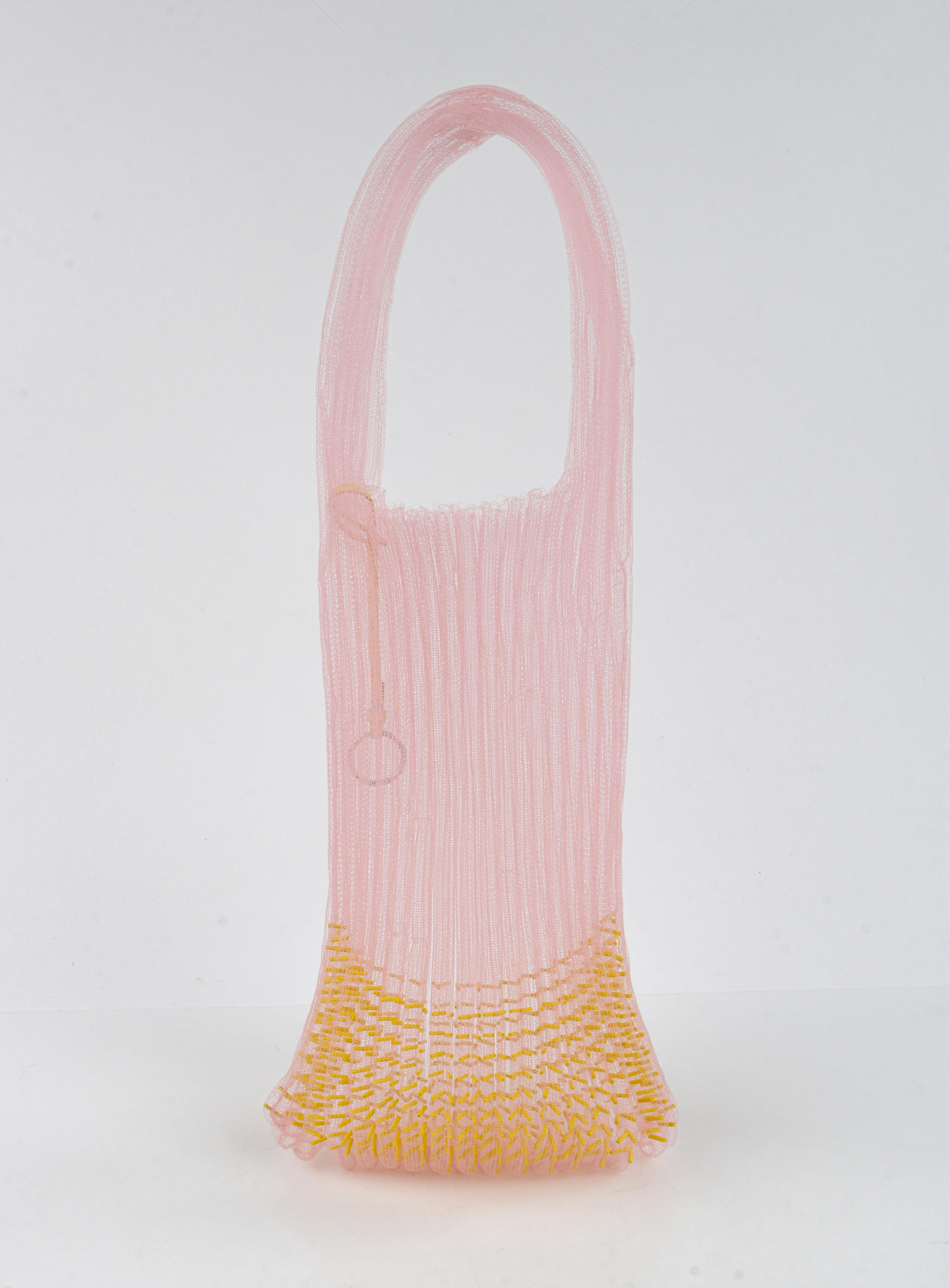 Women's JIL SANDER Resort 2019 Pink Yellow Mesh Net Beaded Open Large Market Tote Bag