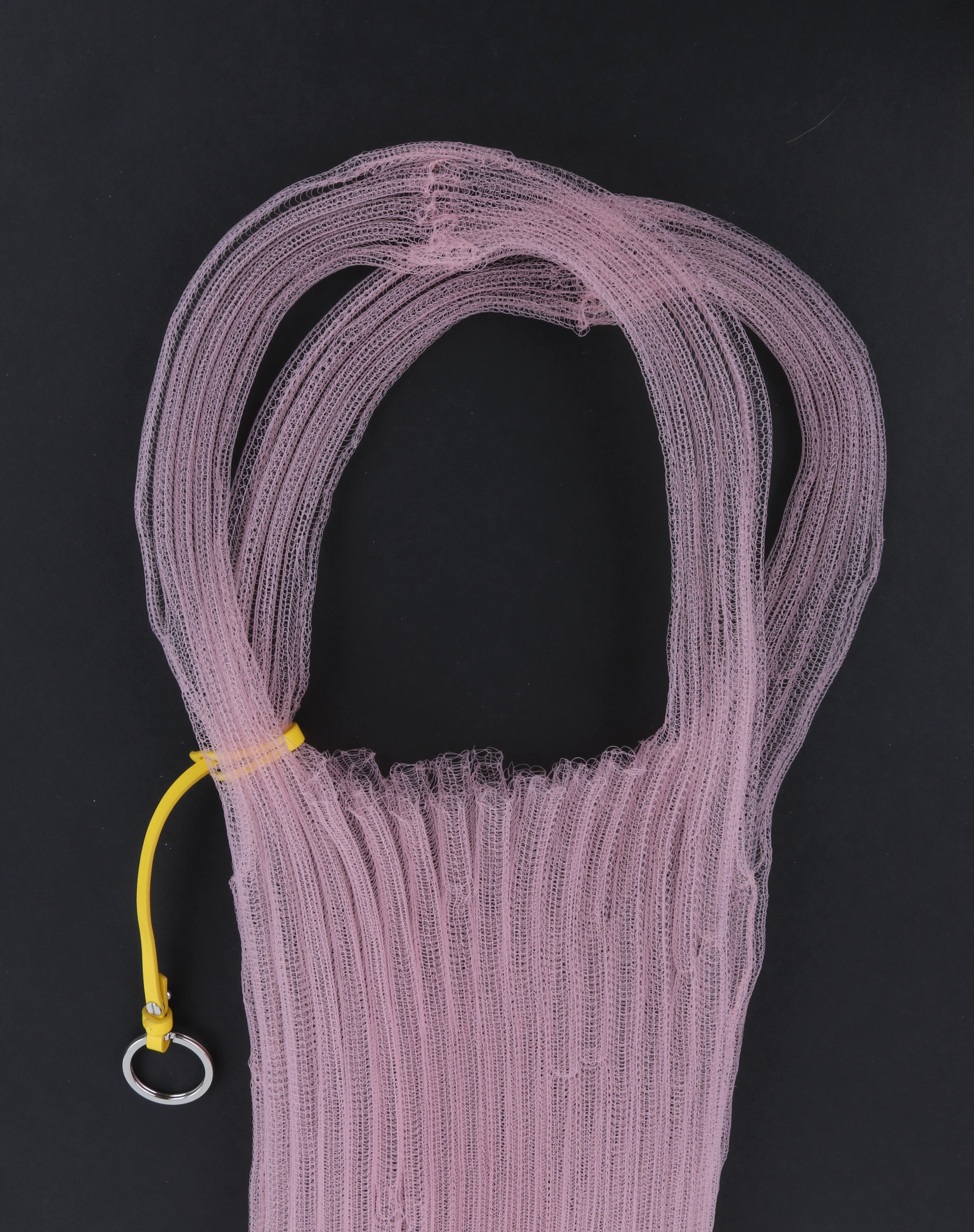 JIL SANDER Resort 2019 Pink Yellow Mesh Net Beaded Open Large Market Tote Bag 4