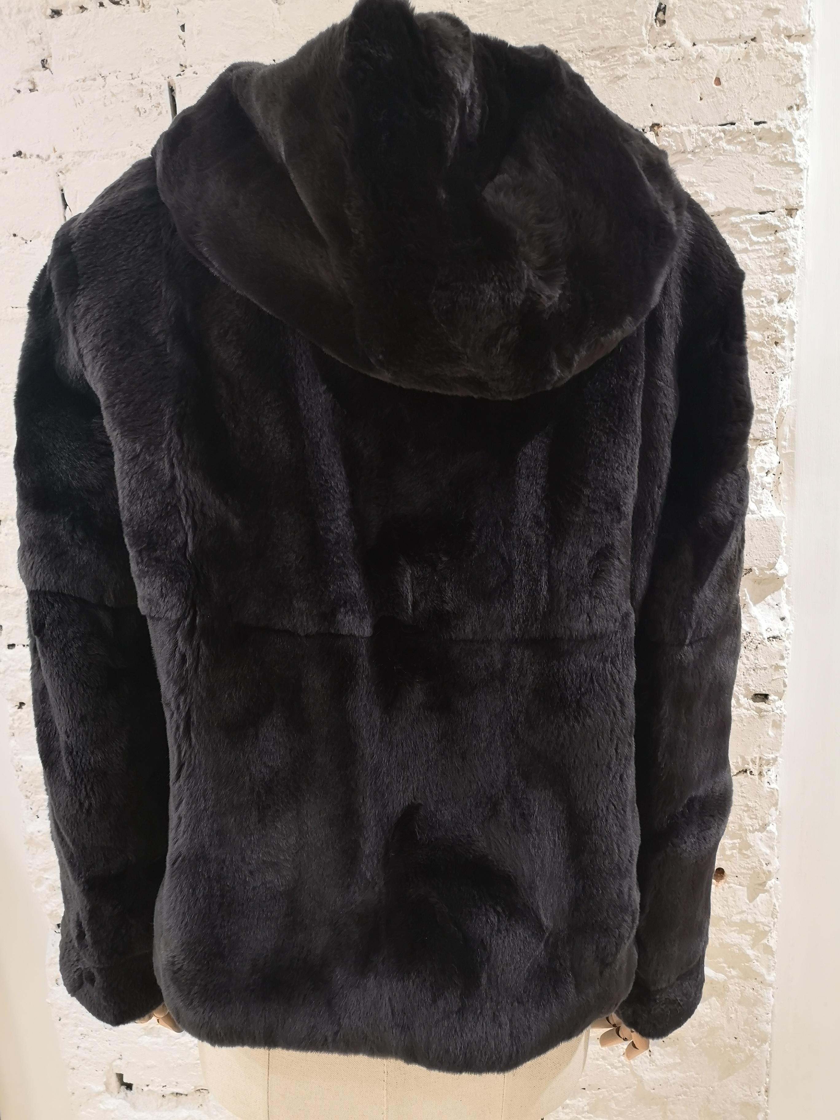 Jil Sander rex rabbit Black fur For Sale 1