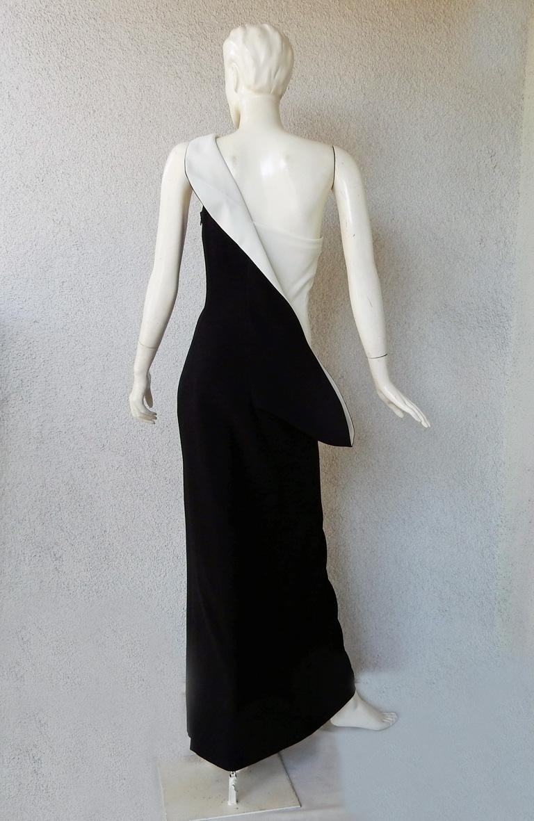 Black Jil Sander Runway J-Lo One Shoulder Sculptured Showstopper Dress Gown