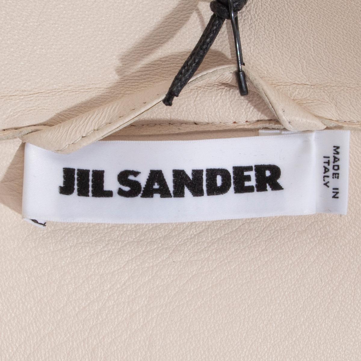 JIL SANDER rust & ivory leather DROP SHOULDER SHORT Jacket 36 S For Sale 1