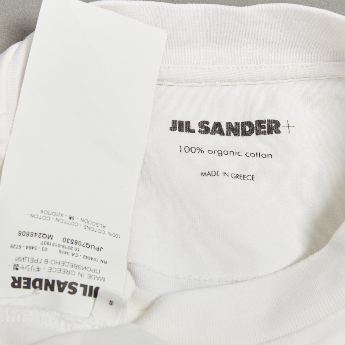 JIL SANDER Set di 3 tshirt girocollo in cotone bianco e nero con patch logo S in vendita 5
