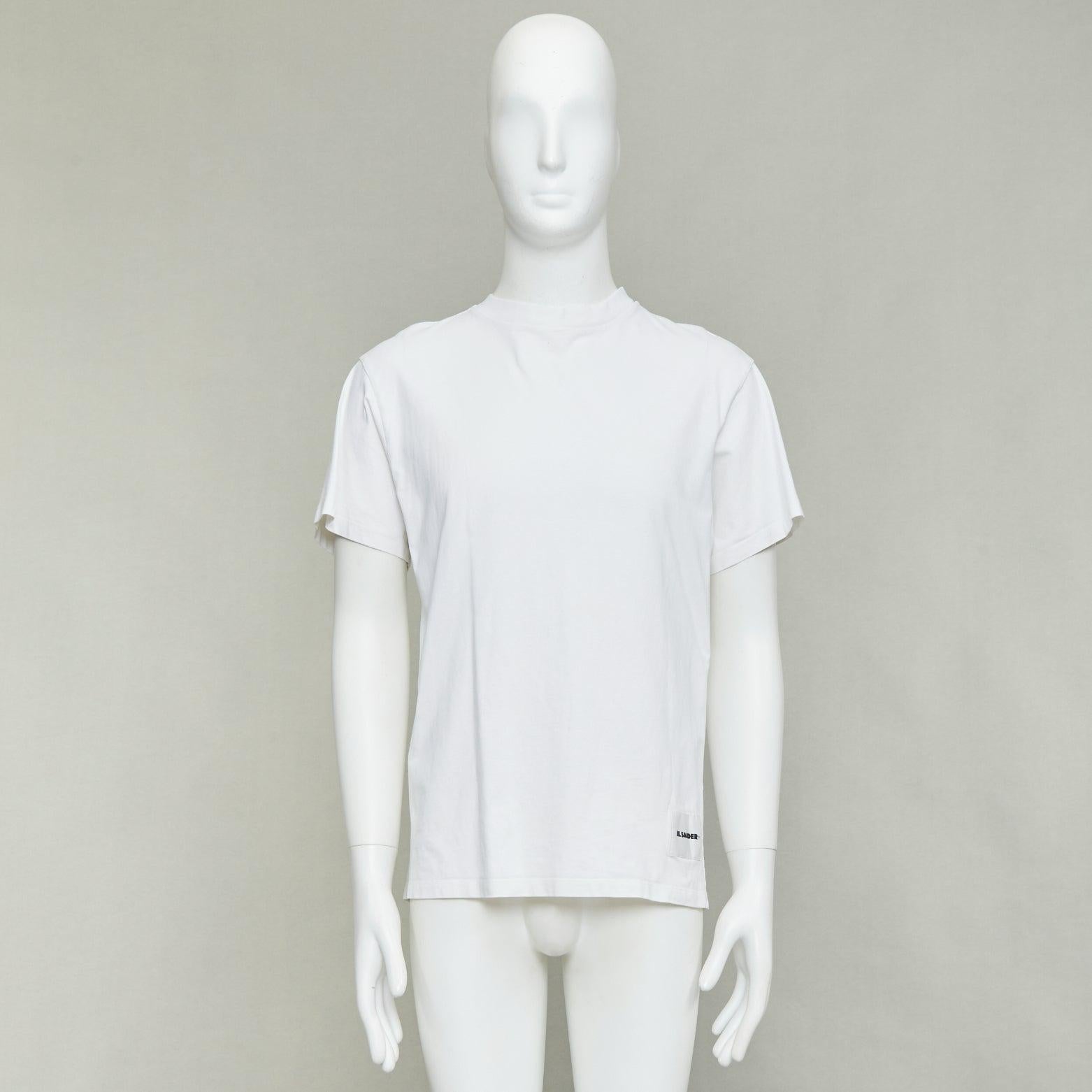 Grigio JIL SANDER Set di 3 tshirt girocollo in cotone bianco e nero con patch logo S in vendita
