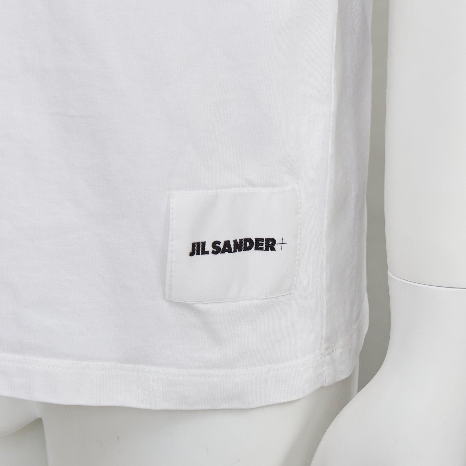 JIL SANDER Set di 3 tshirt girocollo in cotone bianco e nero con patch logo S in vendita 4