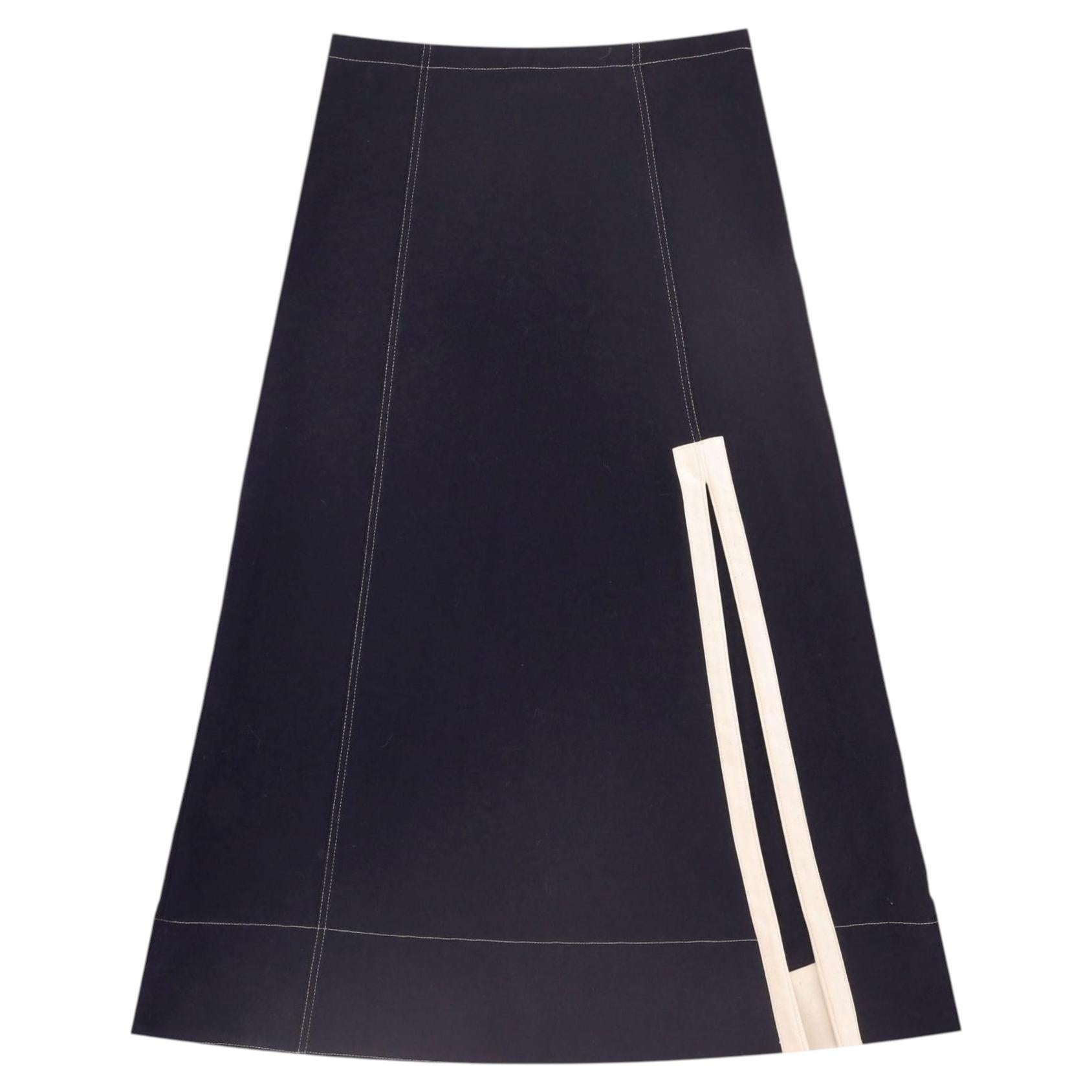Jil Sander Side-Slit A-Line Wool Midi Skirt