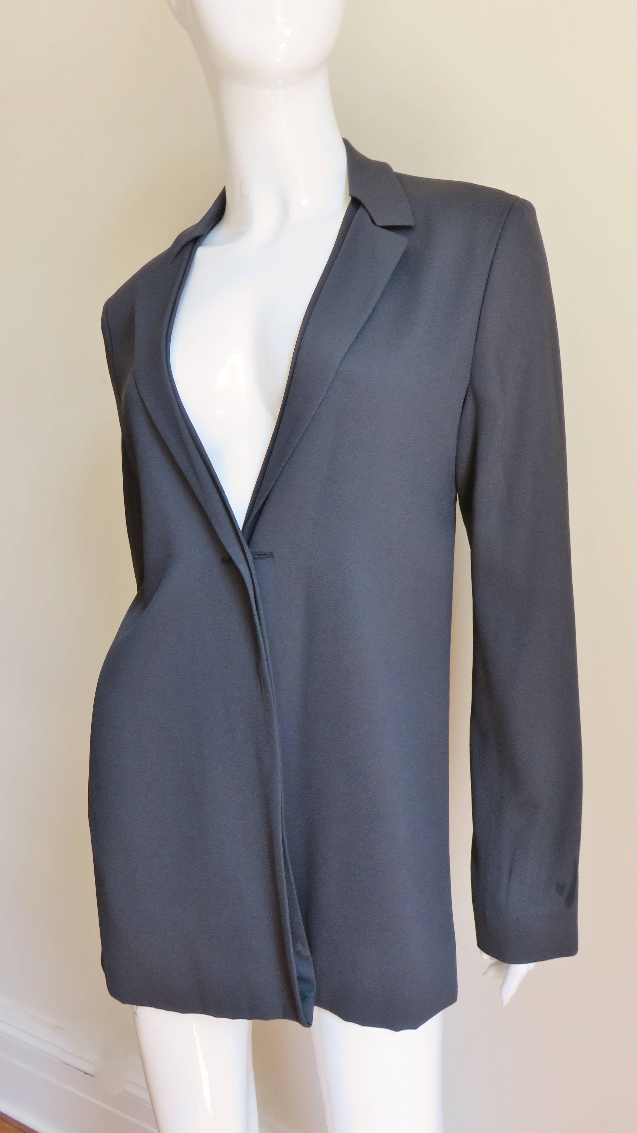 Jil Sander New Grey Silk Backless Jacket For Sale 3