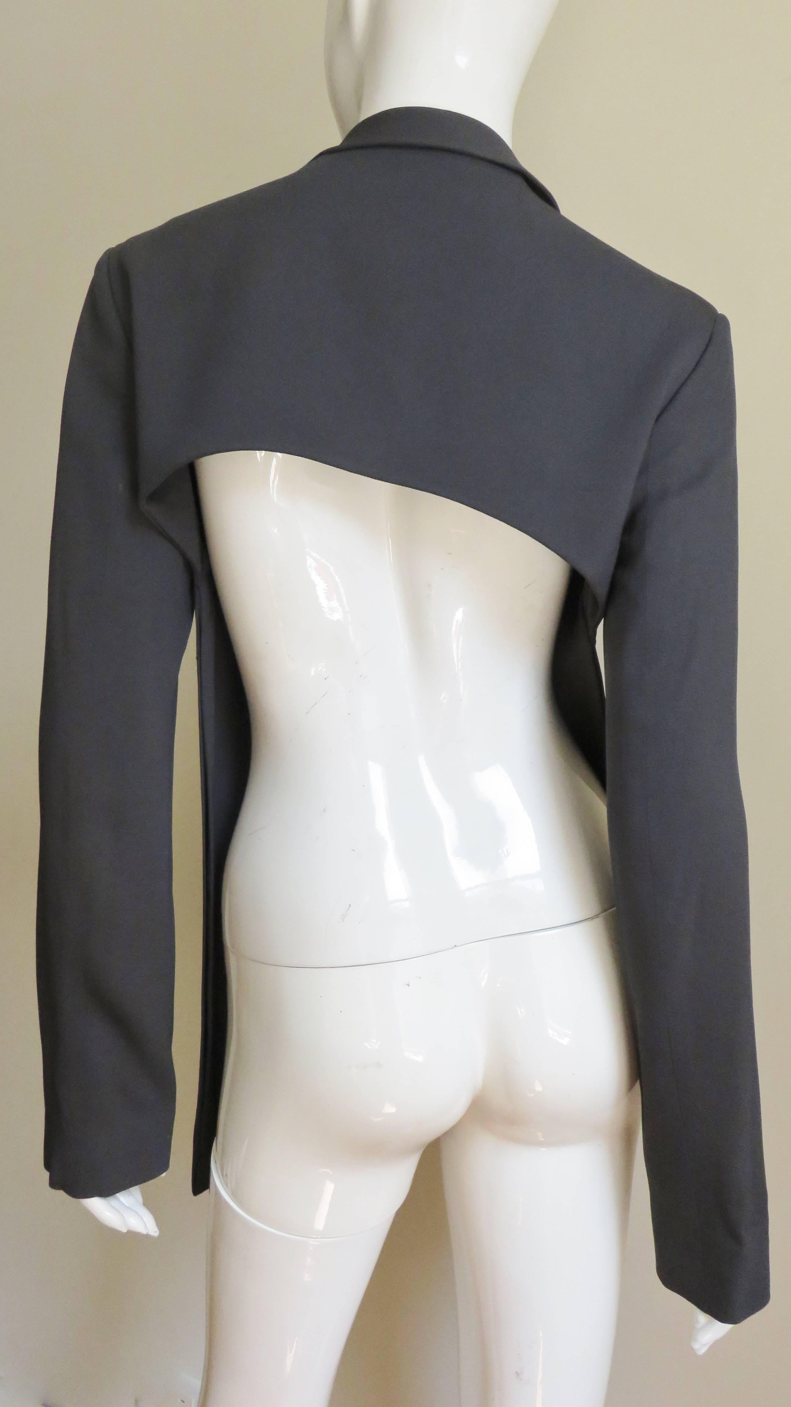 Jil Sander New Grey Silk Backless Jacket For Sale 4