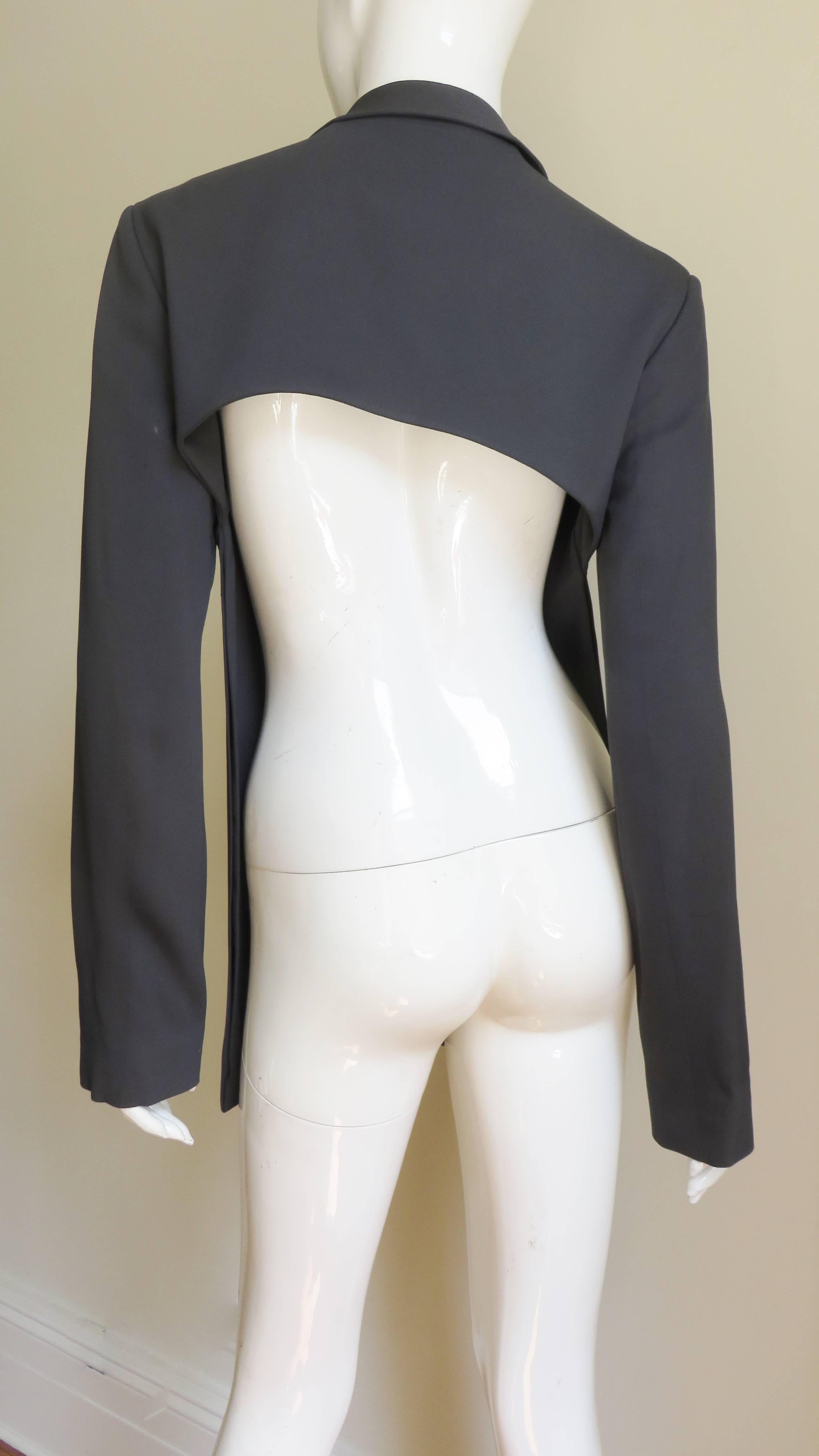 Jil Sander New Grey Silk Backless Jacket For Sale 5
