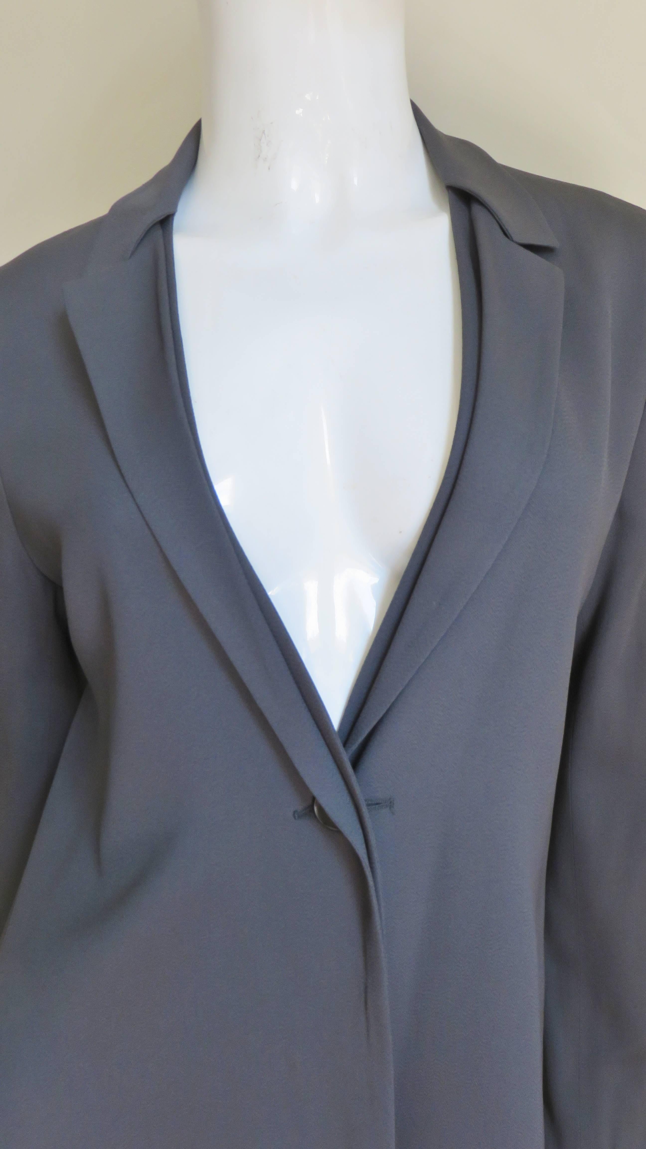 Gray Jil Sander New Grey Silk Backless Jacket For Sale