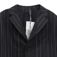 Jil Sander Einreihiger, gestreifter Blazer mit Taschen aus schwarzer Wolle