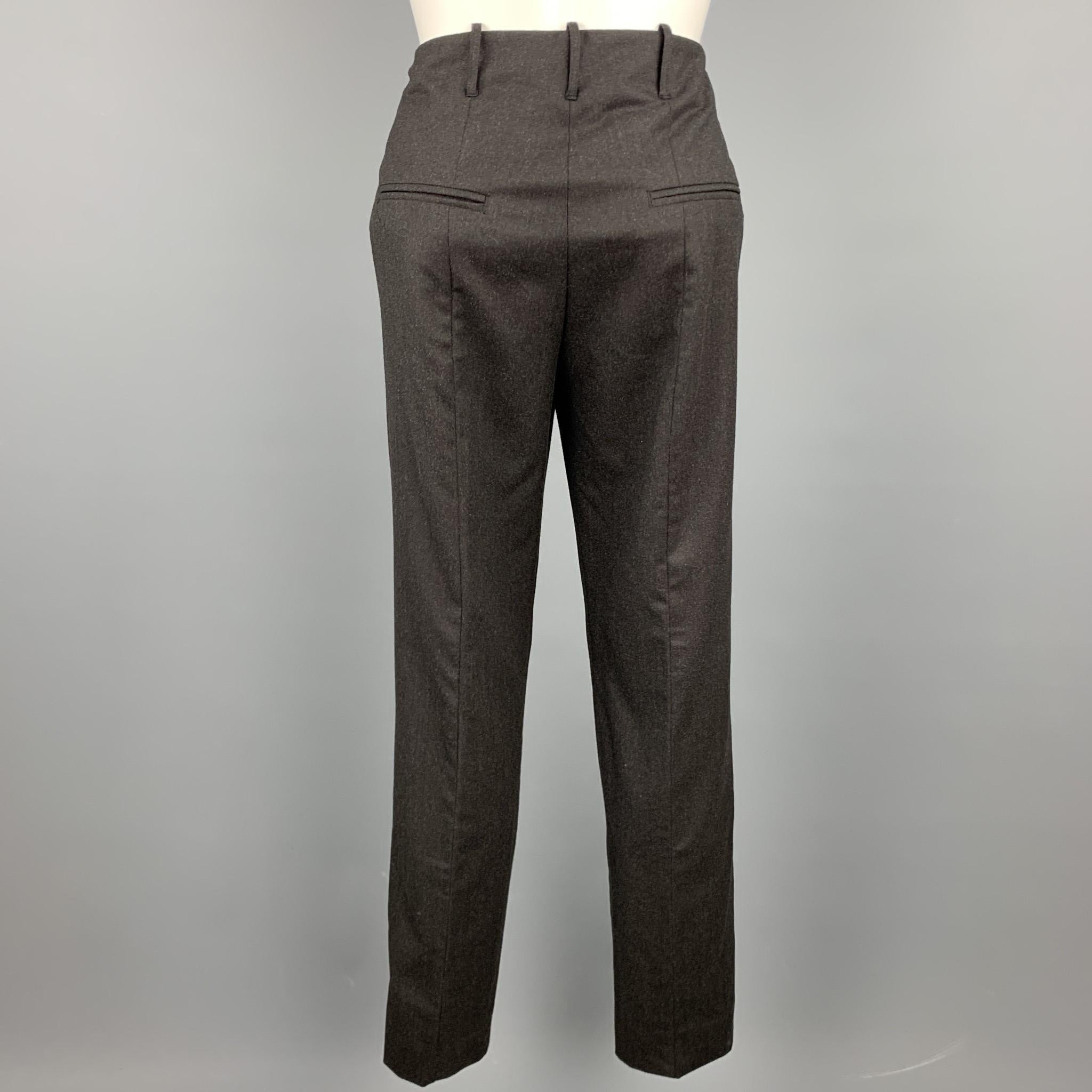JIL SANDER Pantalón de vestir de pierna recta de lana virgen en color carbón talla 0 Negro