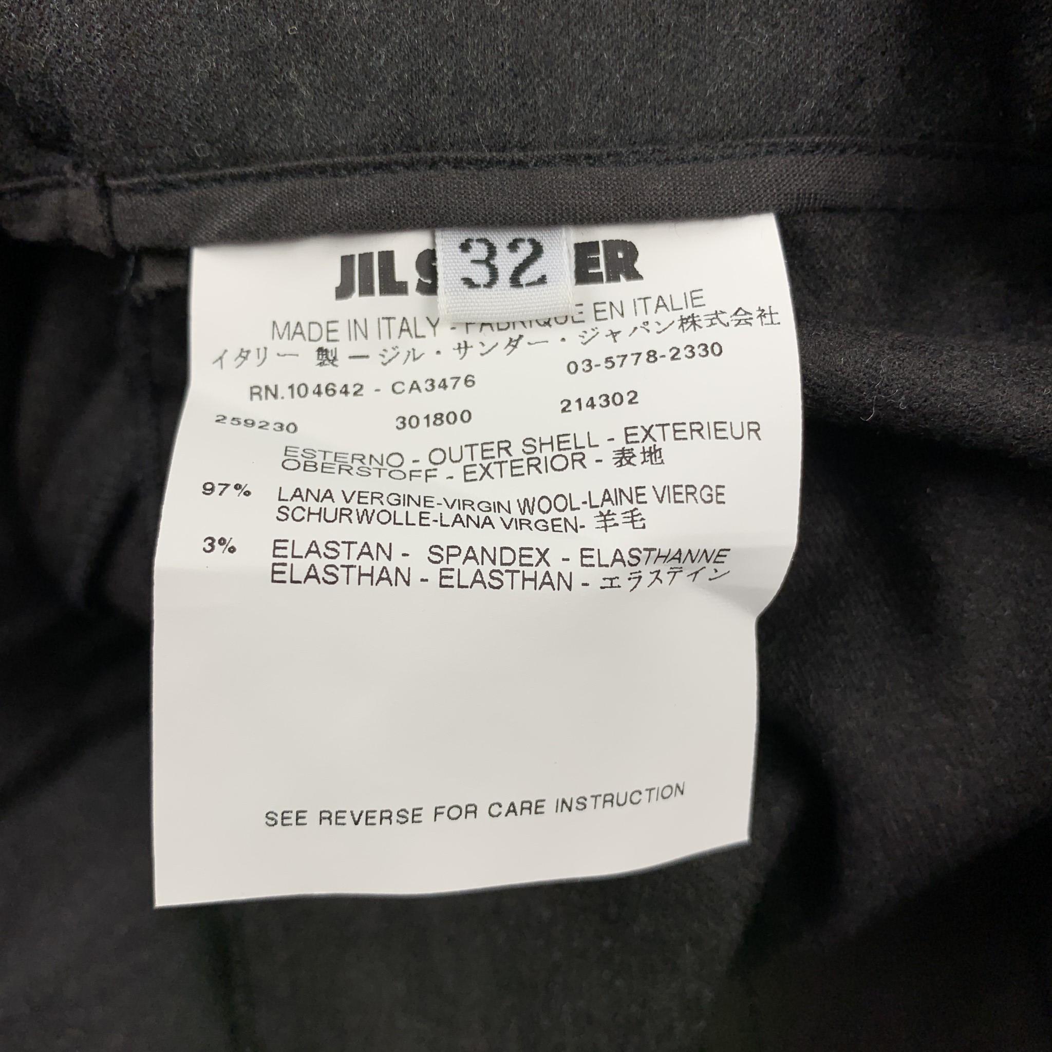 JIL SANDER Pantalón de vestir de pierna recta de lana virgen en color carbón talla 0 en Excelente Estado en San Francisco, CA