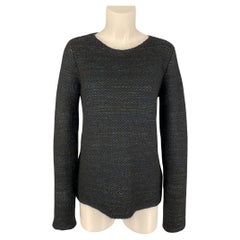 JIL SANDER Size 10 Black & Blue Cashmere Blend Textured Sweater