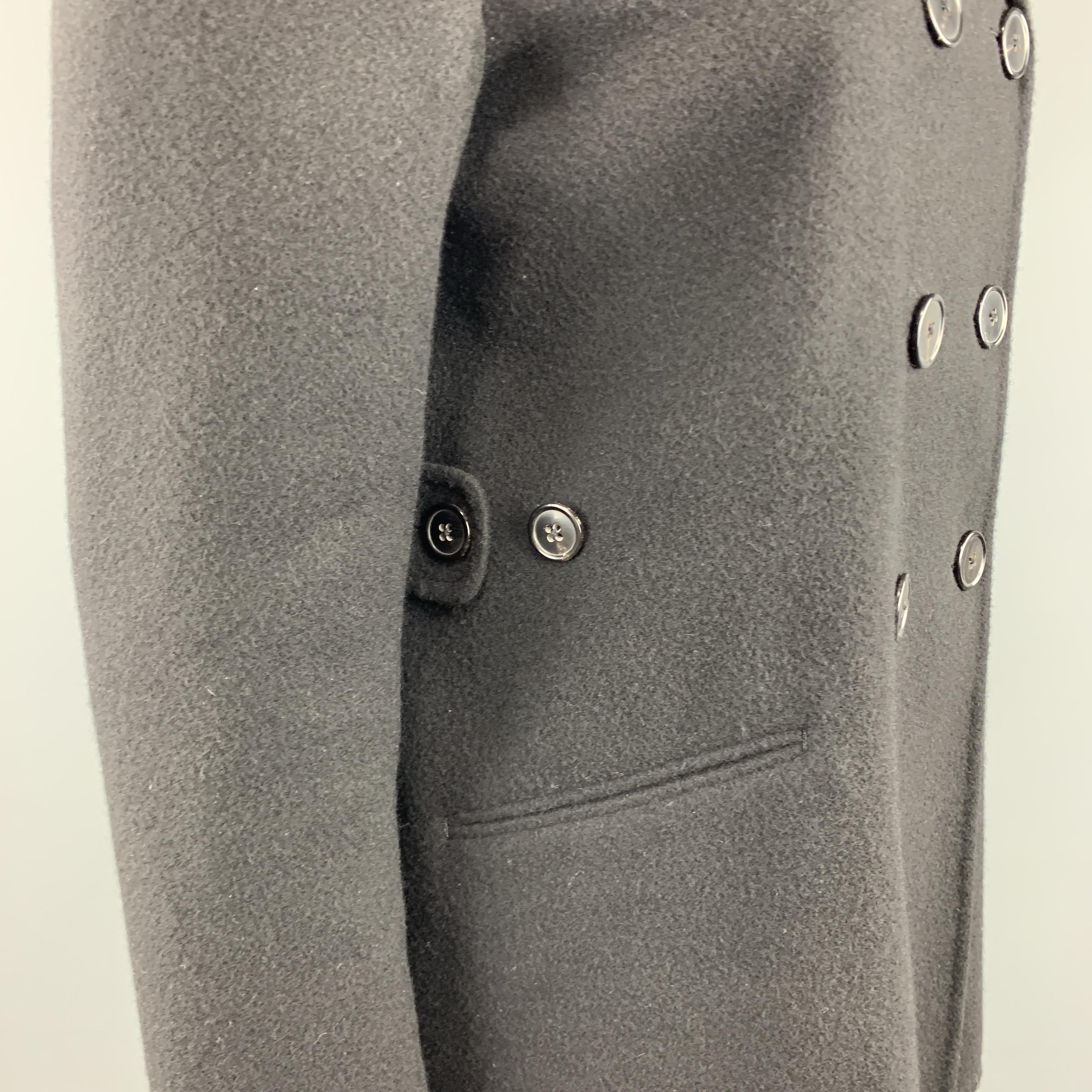 Women's JIL SANDER Size 10 Black Cashmere Flannel Double Breasted Knit Coat