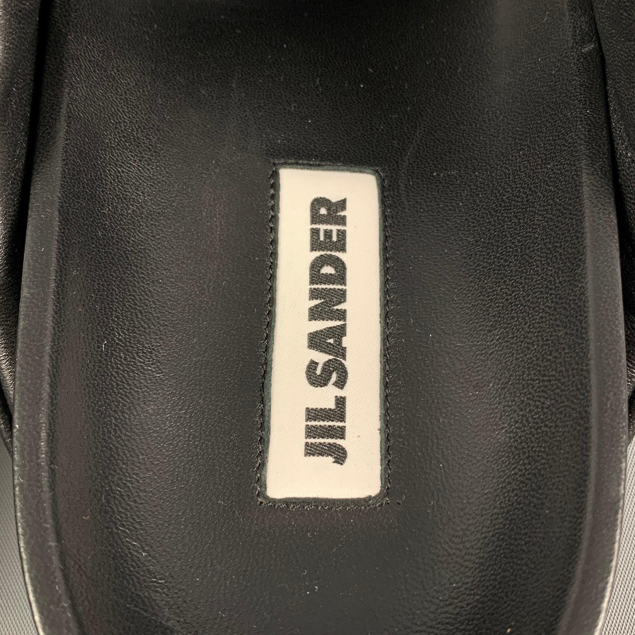 JIL SANDER Size 10 Black Leather Slip On Sandals 2