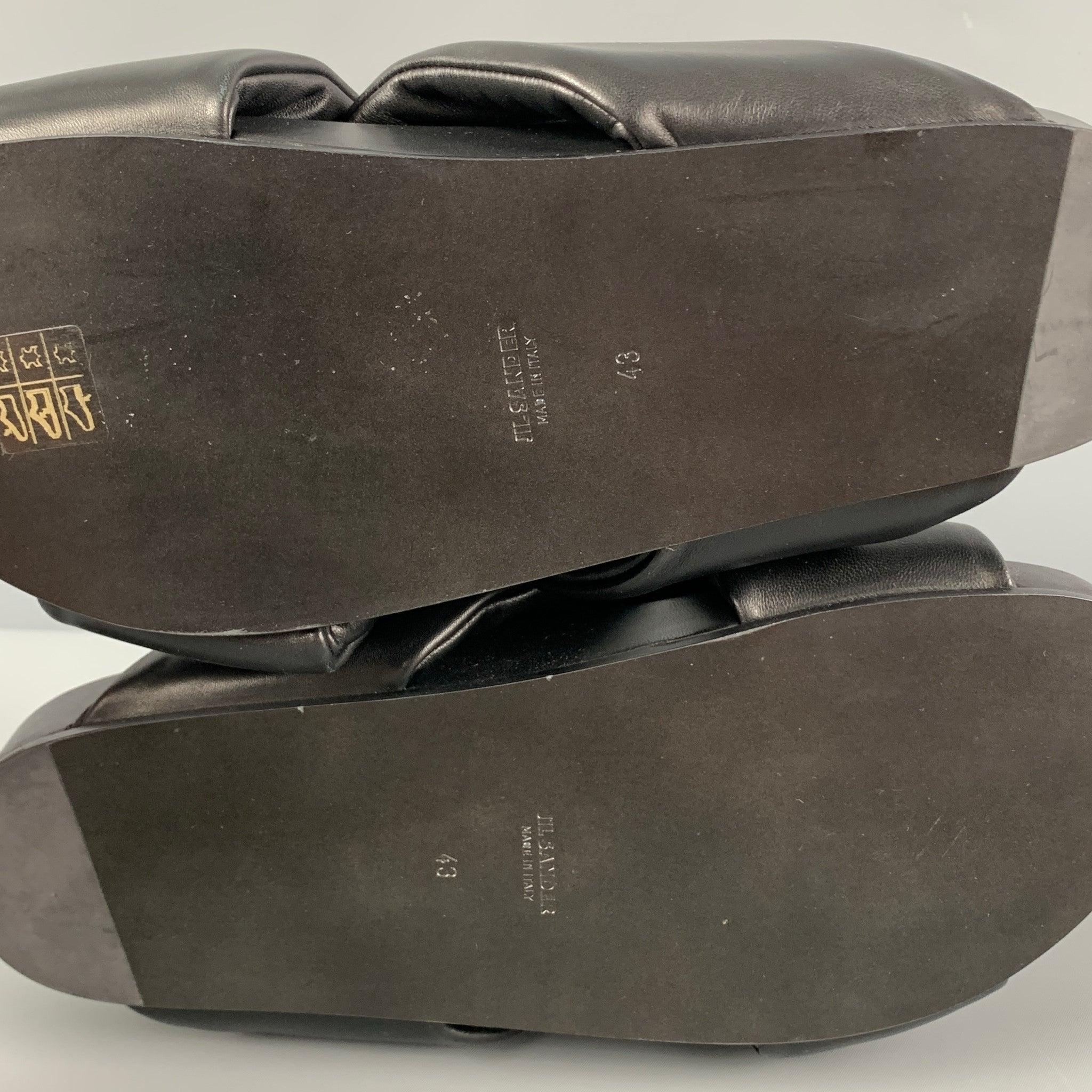 JIL SANDER Size 10 Black Leather Slip On Sandals 3