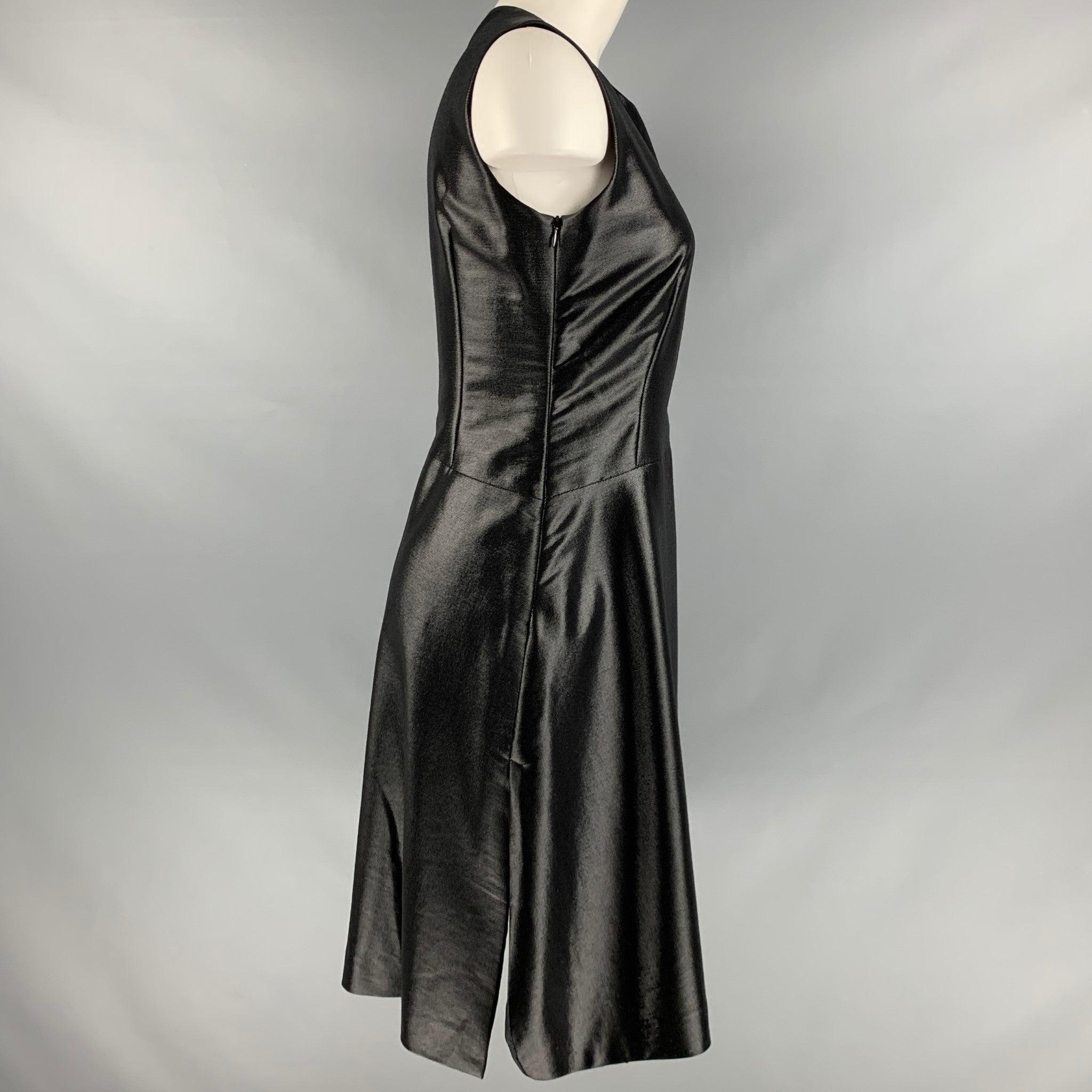 JIL SANDER Size 10 Black Wool  Nylon Shiny Sleeveless Dress In Good Condition For Sale In San Francisco, CA