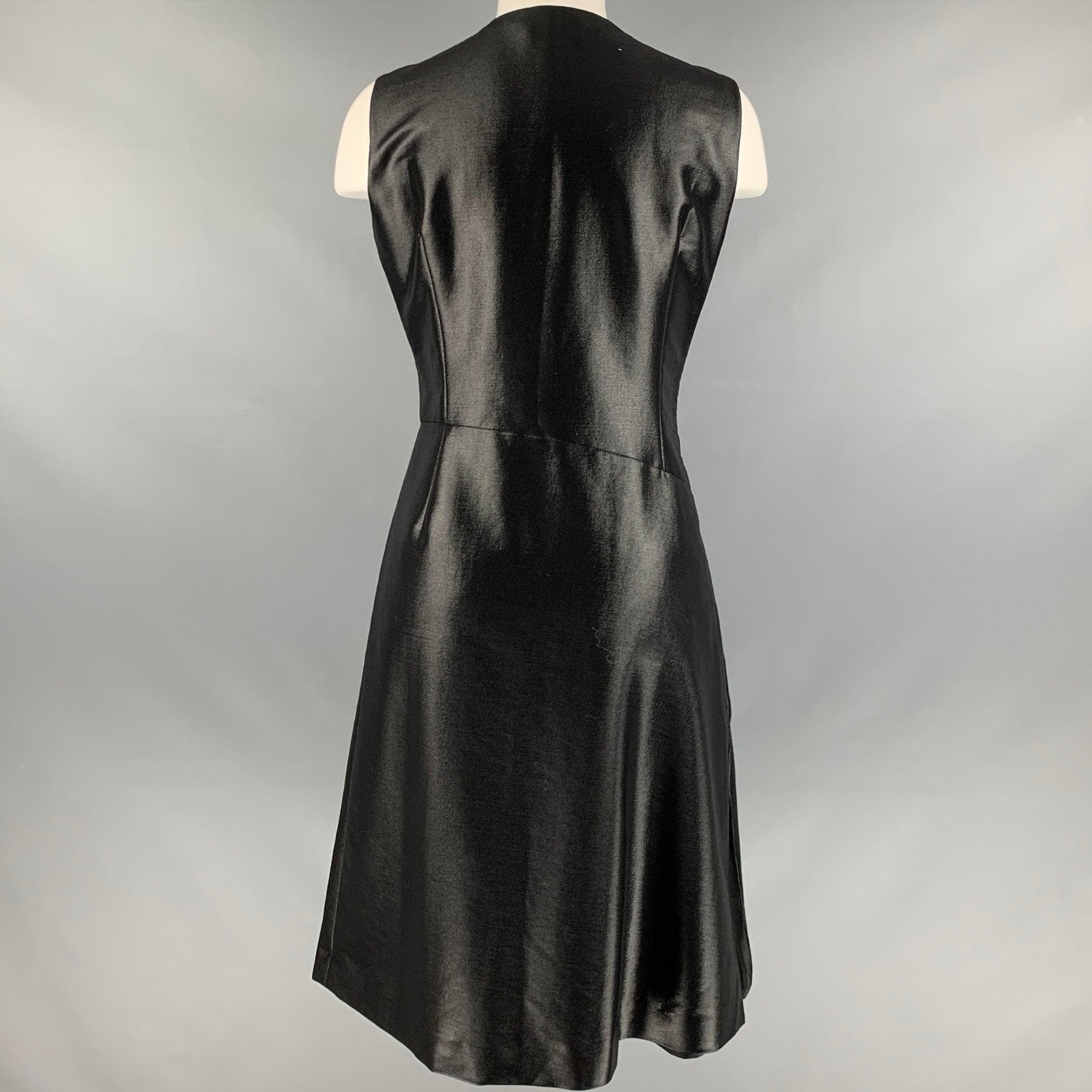 Women's JIL SANDER Size 10 Black Wool  Nylon Shiny Sleeveless Dress For Sale
